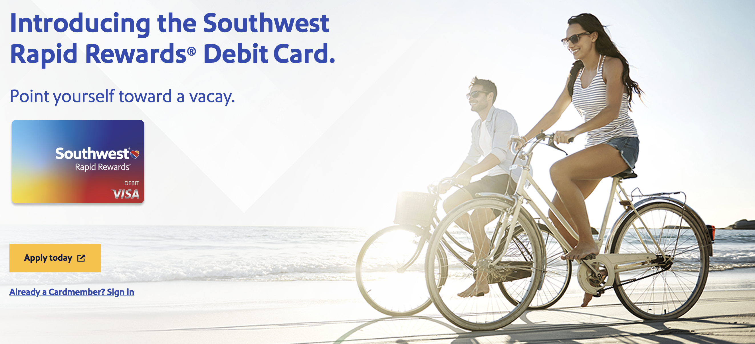 Southwest Debit Card application page