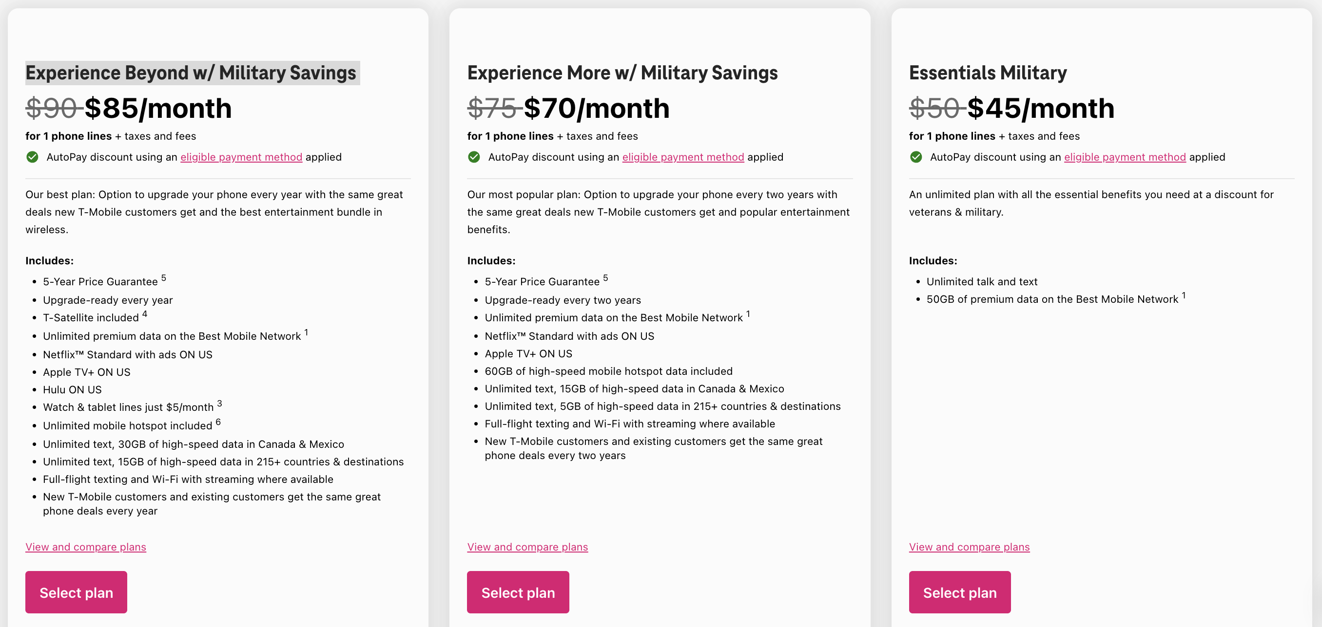 T Mobile military savings options 1 line T Mobile military savings options 1 line