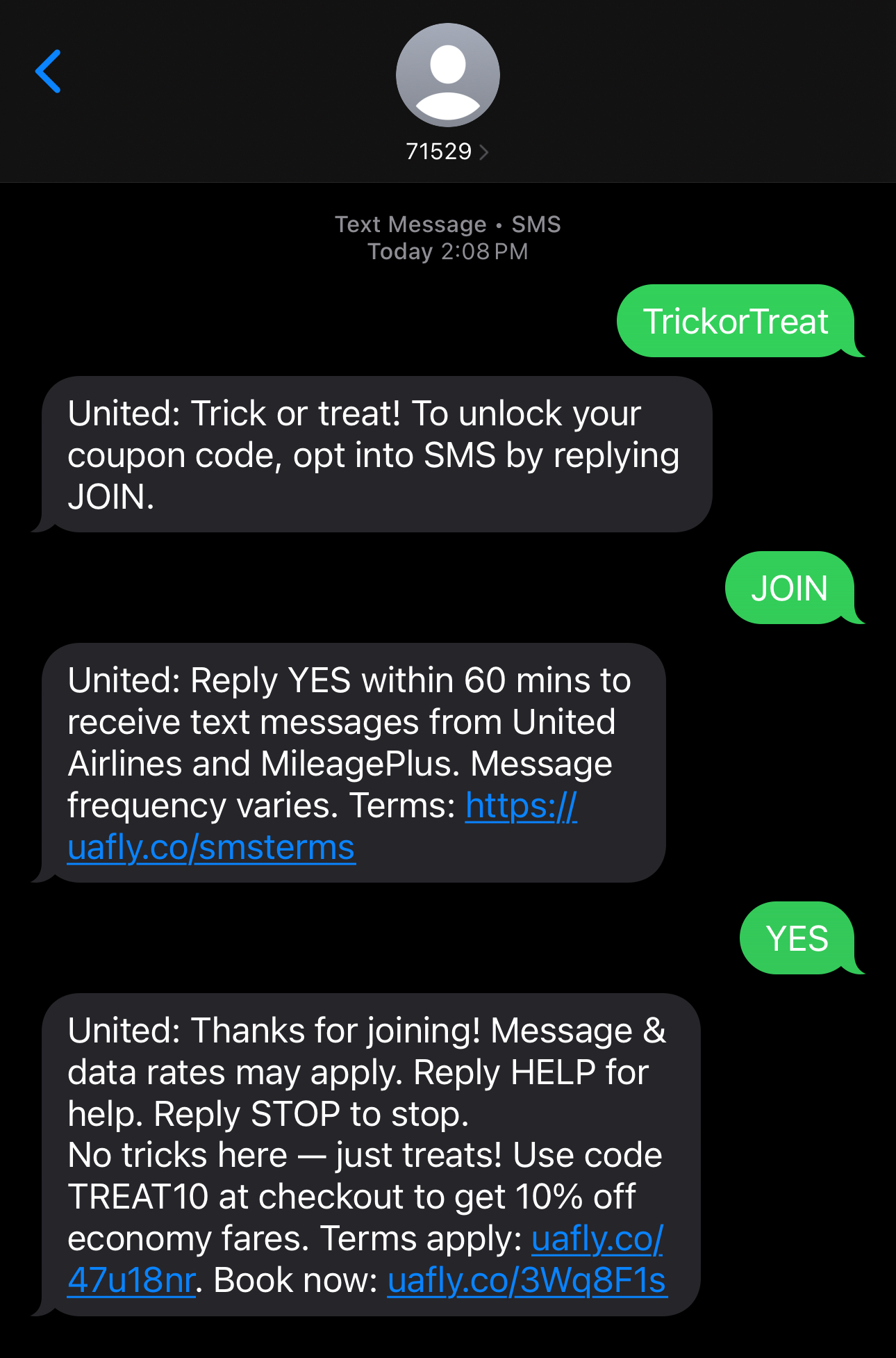 United Flash Sale Text Screen