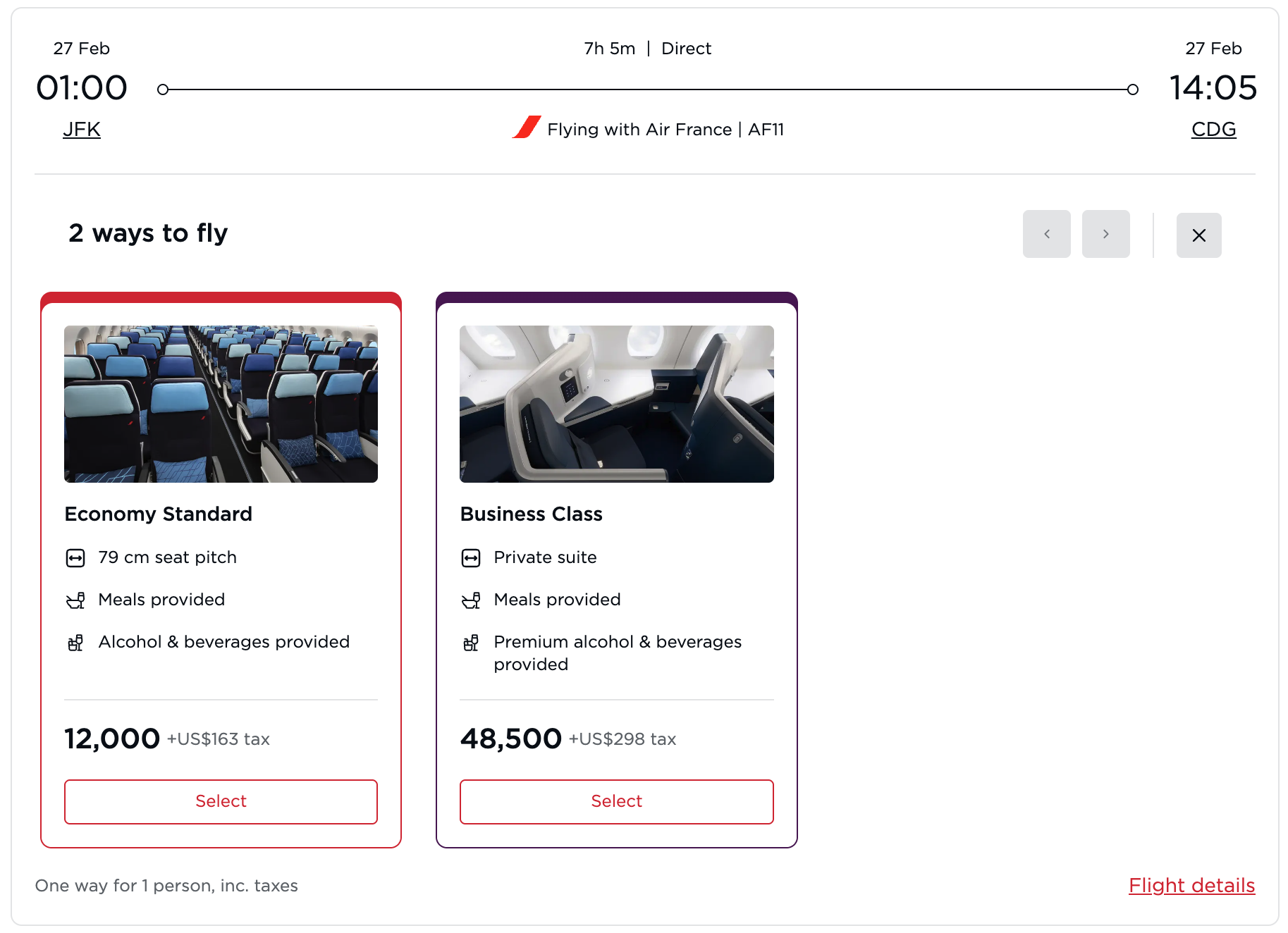 Virgin Atlantic award flight from New York to Paris Virgin Atlantic award flight from New York to Paris