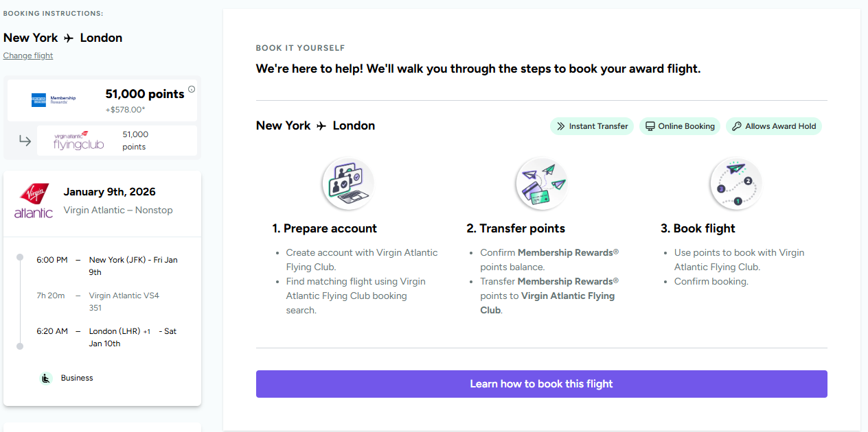 point.me booking instructions page