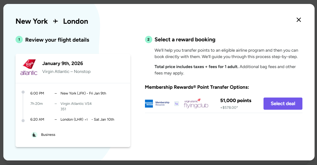point.me flight results detail