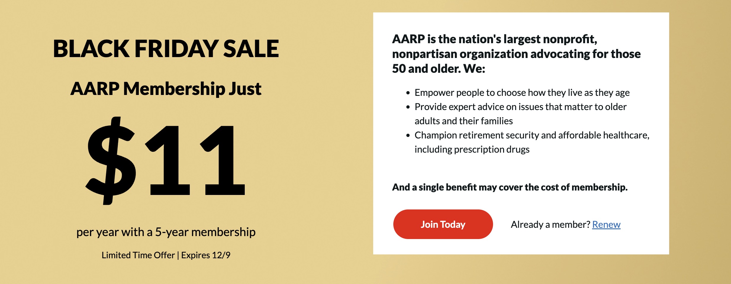 AARP Black Friday sale