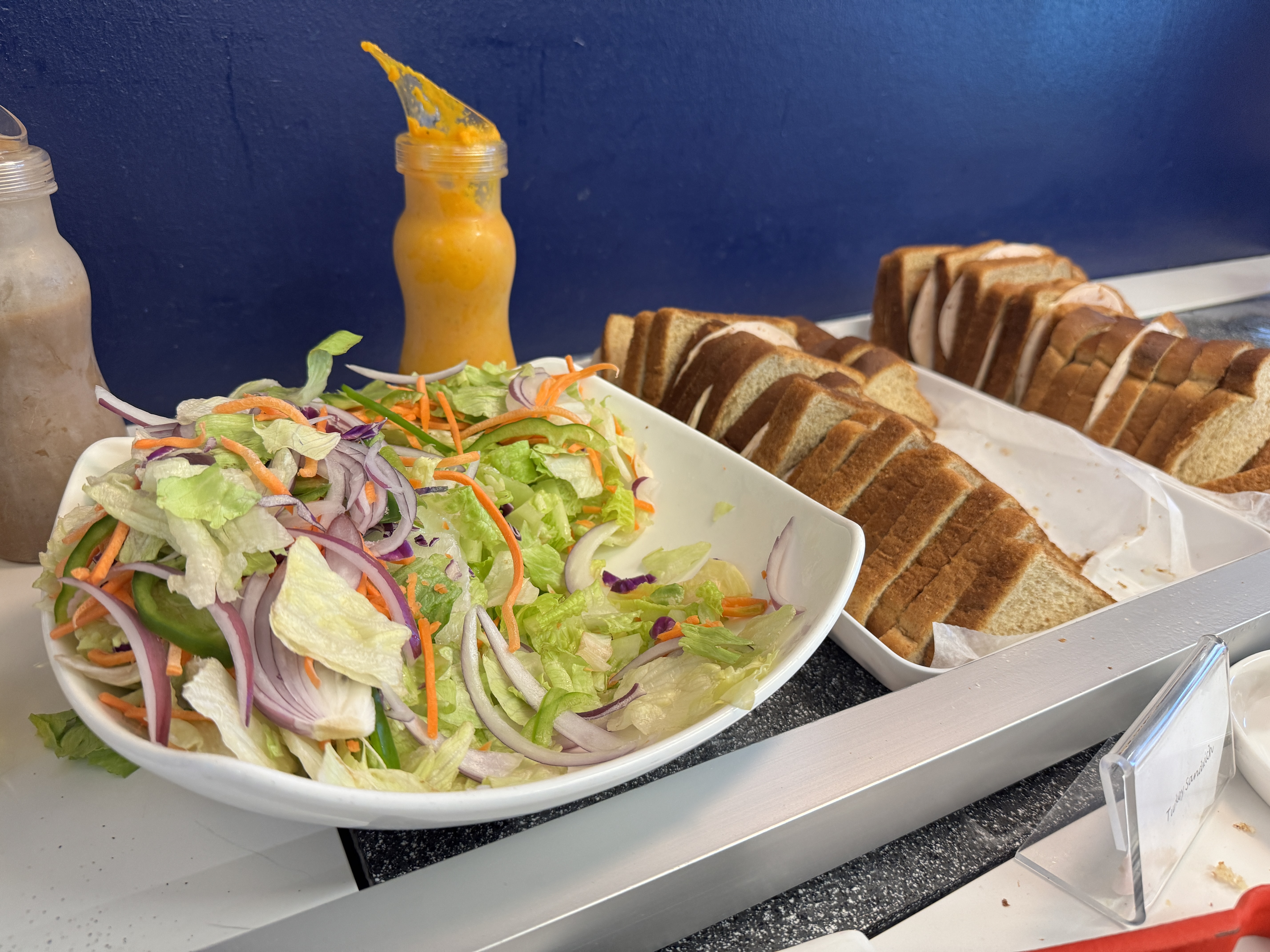 Air France Lounge IAH sandwiches and salad