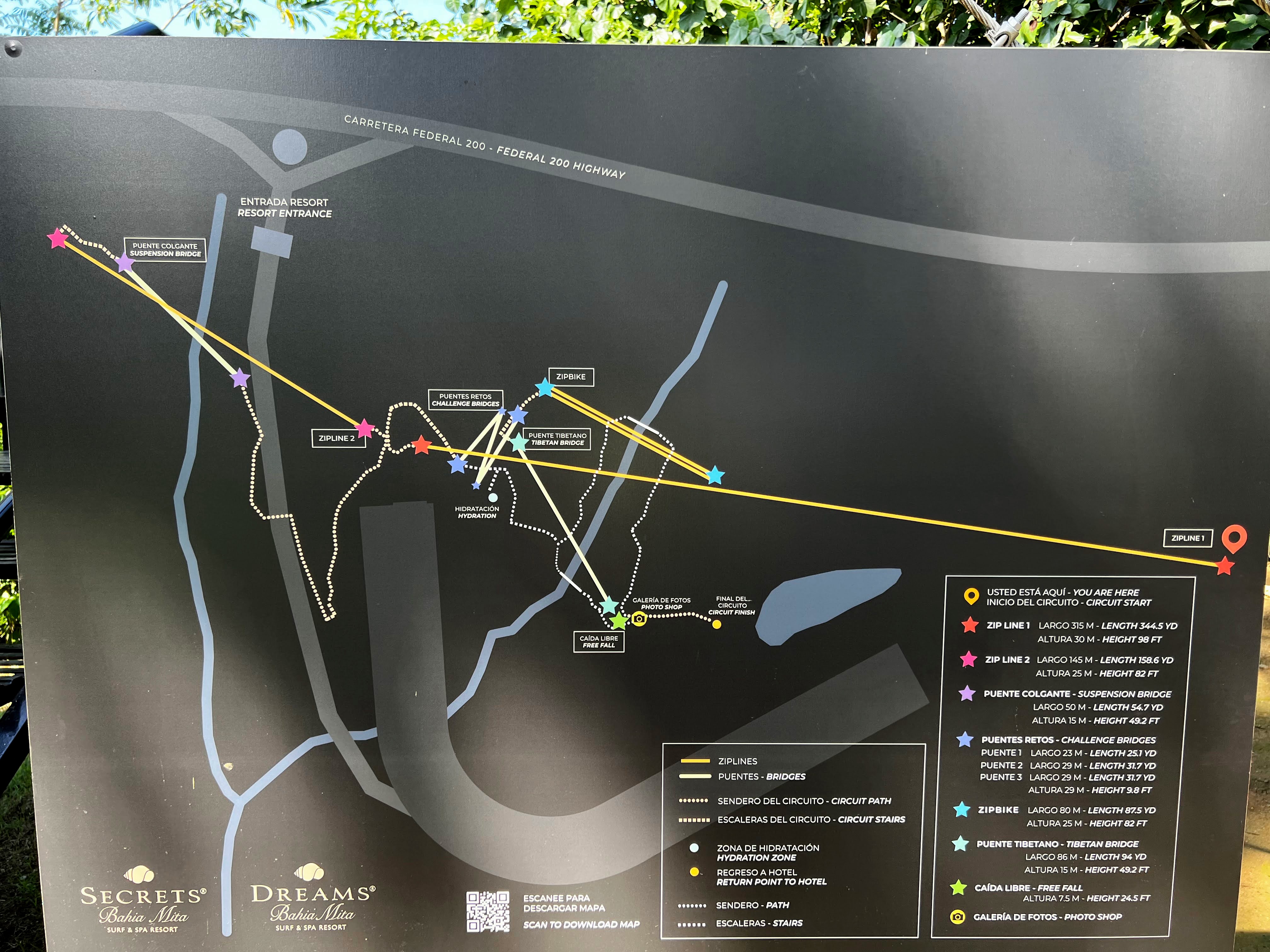 Dreams Bahia Mita zip line map