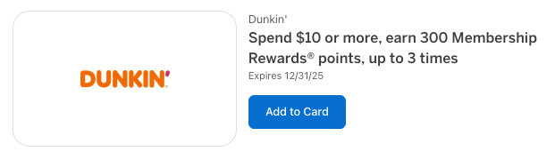 Dunkin Amex Offer
