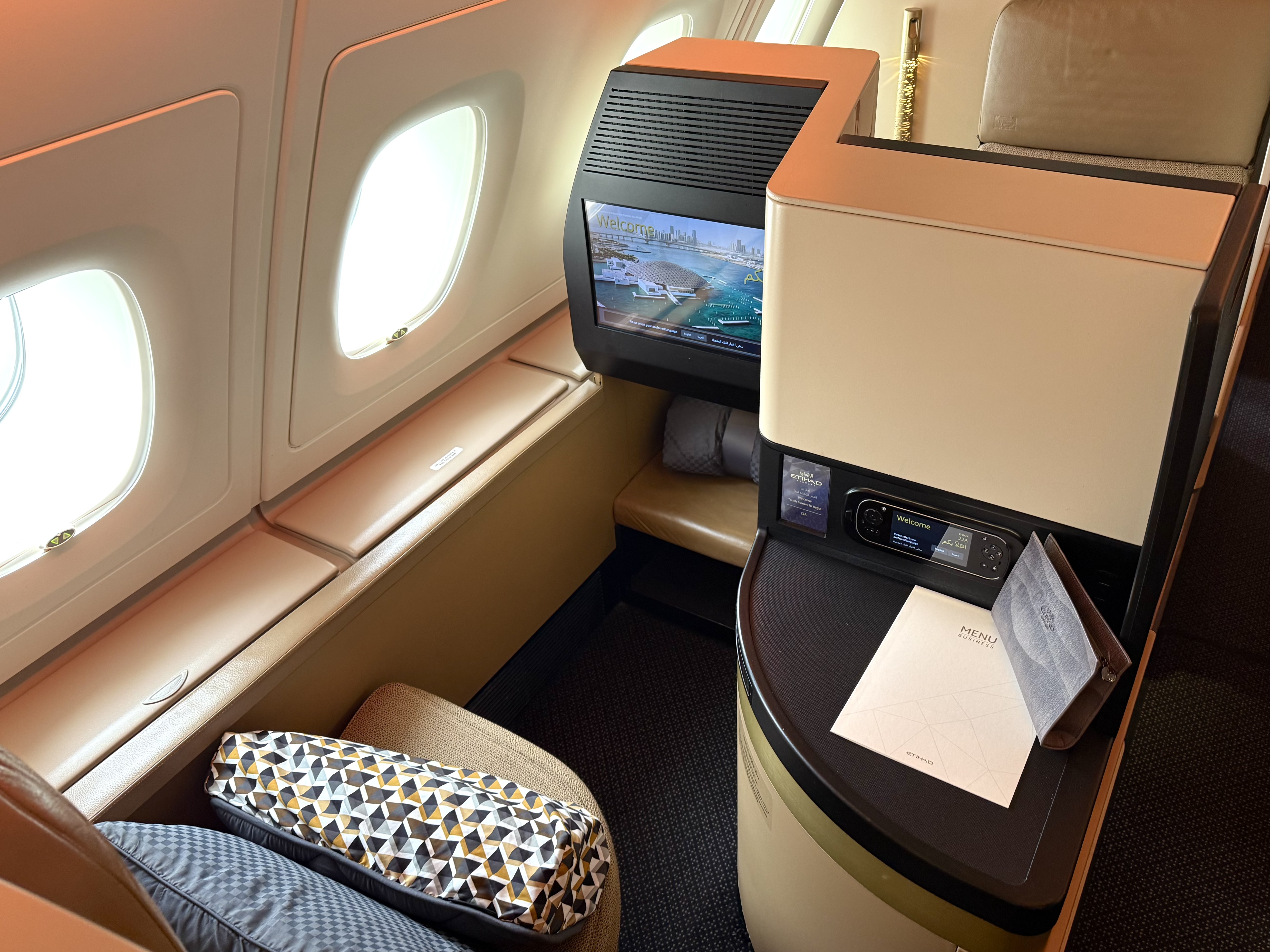 Etihad A380 Business Class seat 20K from behind Etihad A380 Business Class seat 20K from behind