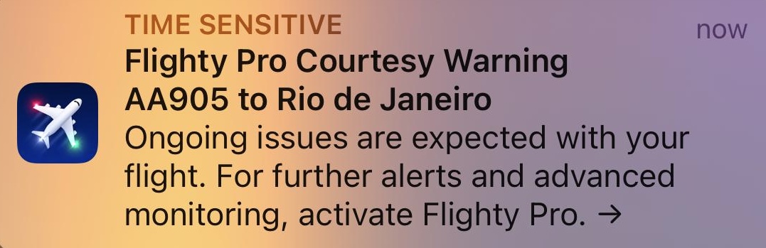Flighty courtesy warning Flighty courtesy warning