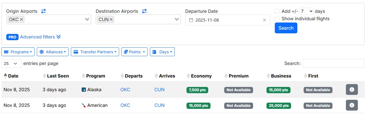 Inaugural Flights OKC to CUN Seats Aero