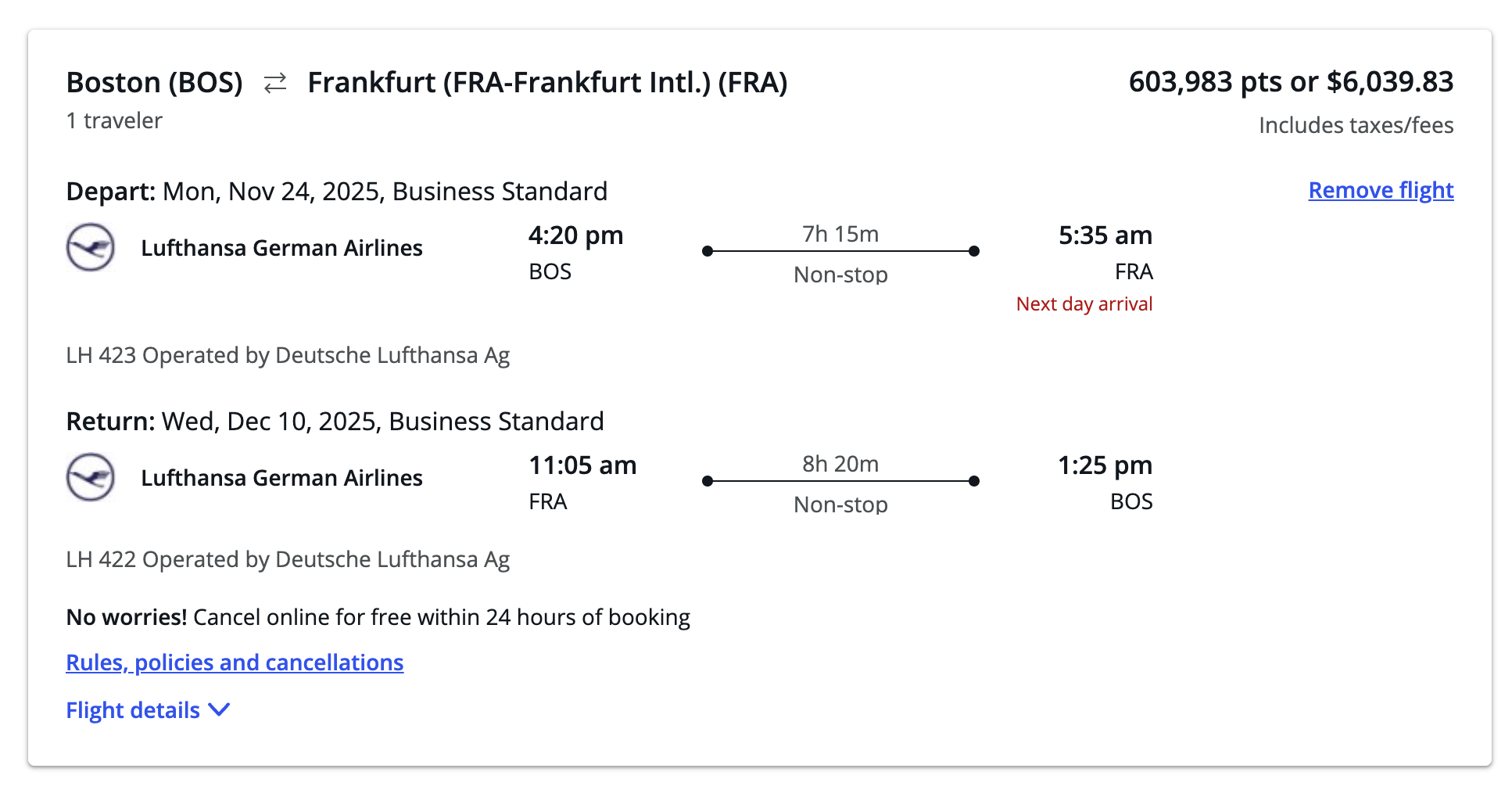 Lufthansa Flight from Boston to Frankfurt on Chase Travel Lufthansa Flight from Boston to Frankfurt on Chase Travel