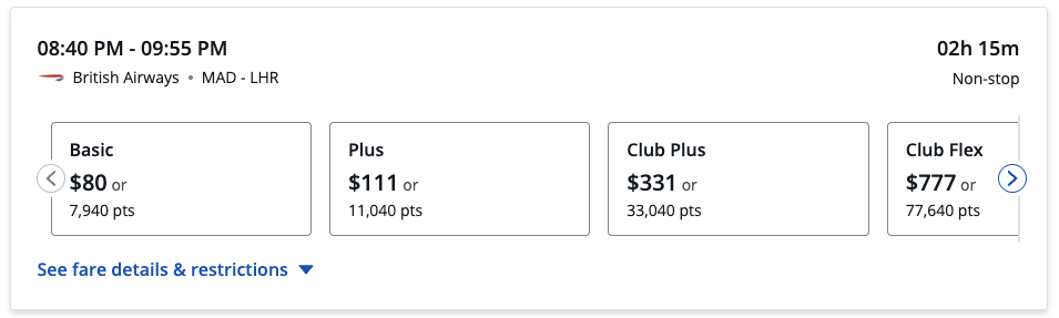 Madrid to London Points Boost Rates Madrid to London Points Boost Rates