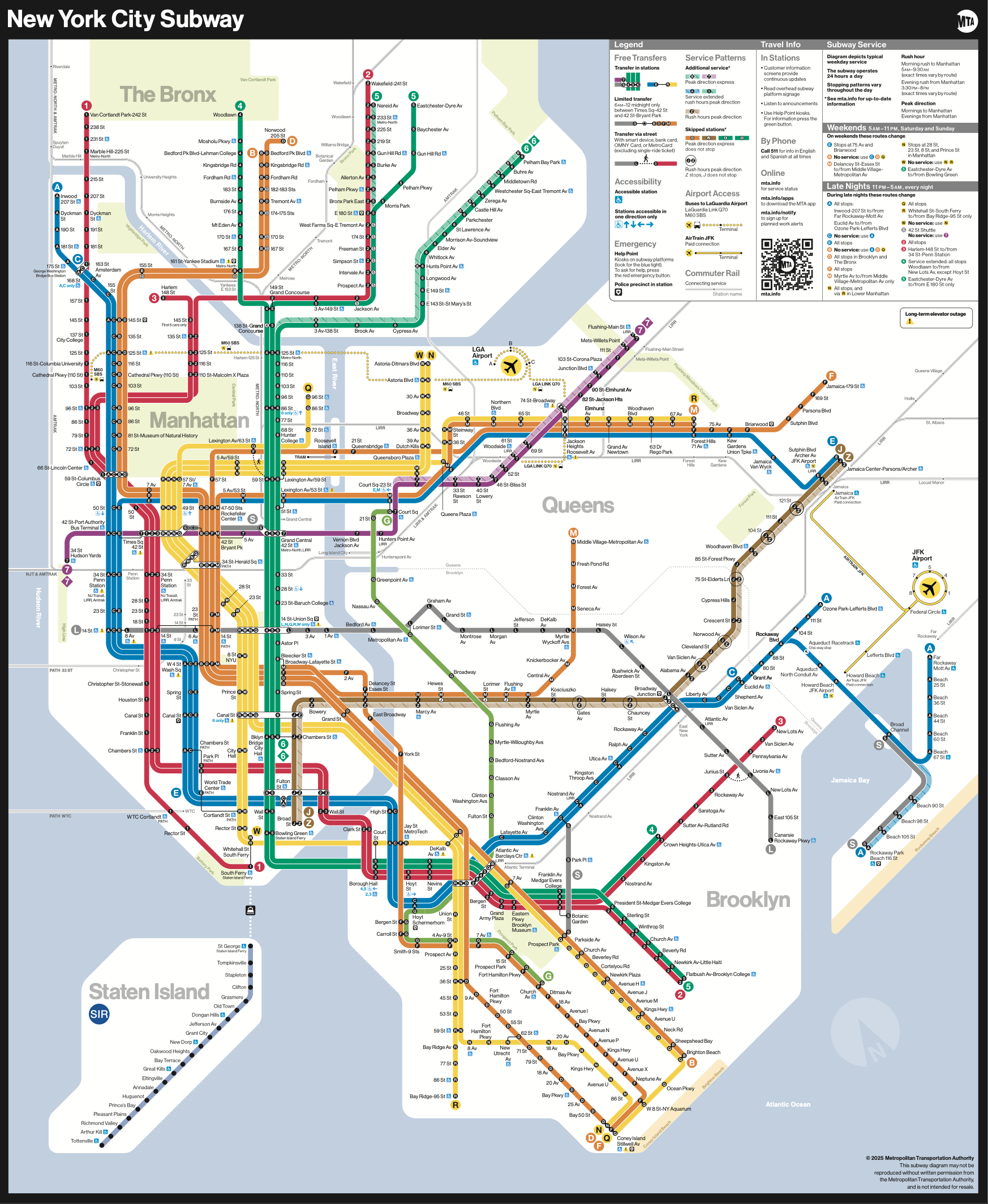 NYC subway map 2025 New York City subway map 2025