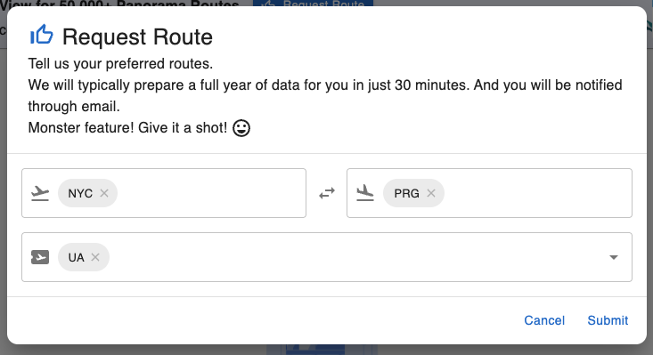 Requesting a Route in AwardTool