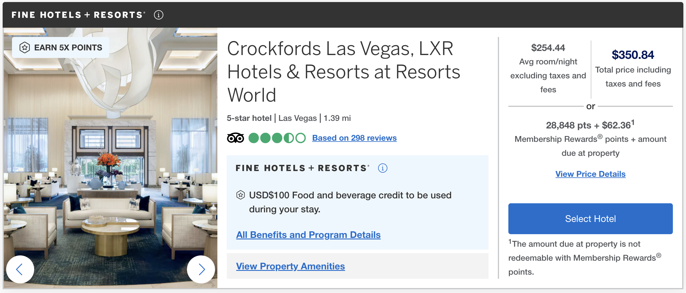 Screenshot 2025 11 12 at 6.44.04 PM Crockfords booking Amex FHR