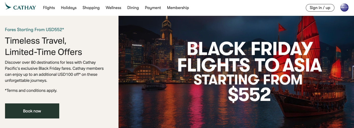 Screenshot 2025 11 21 at 1.40.00 PM Cathay Pacific Black Friday Sale