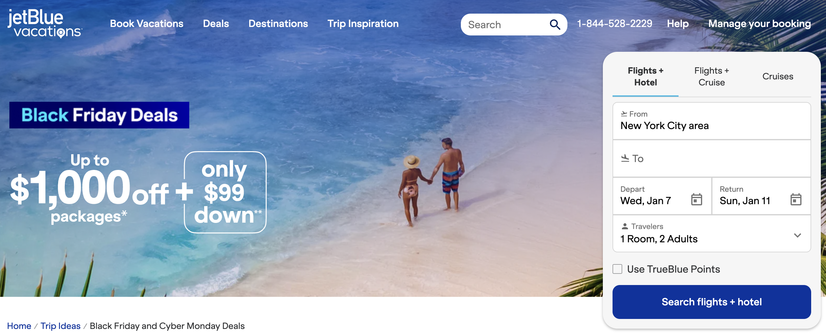 JetBlue Vacations Black Friday banner JetBlue Vacations Black Friday banner