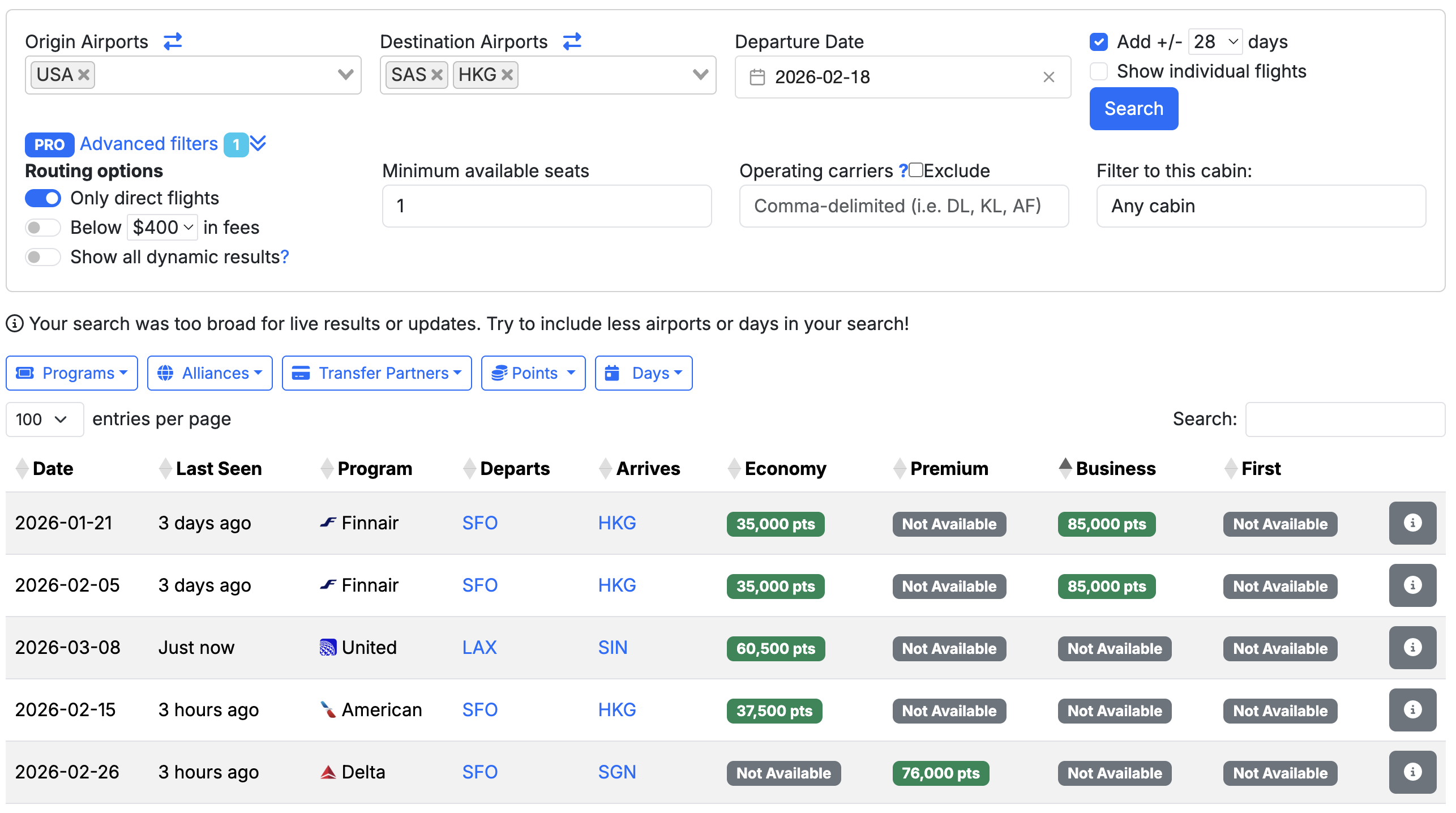 Seats.aero USA Asia flexible search Seats.aero USA Asia flexible search