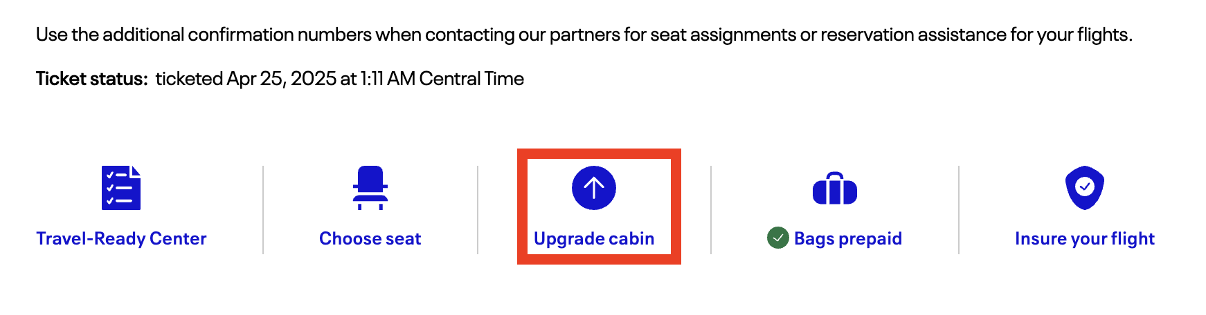 United upgrade flight option United upgrade flight option