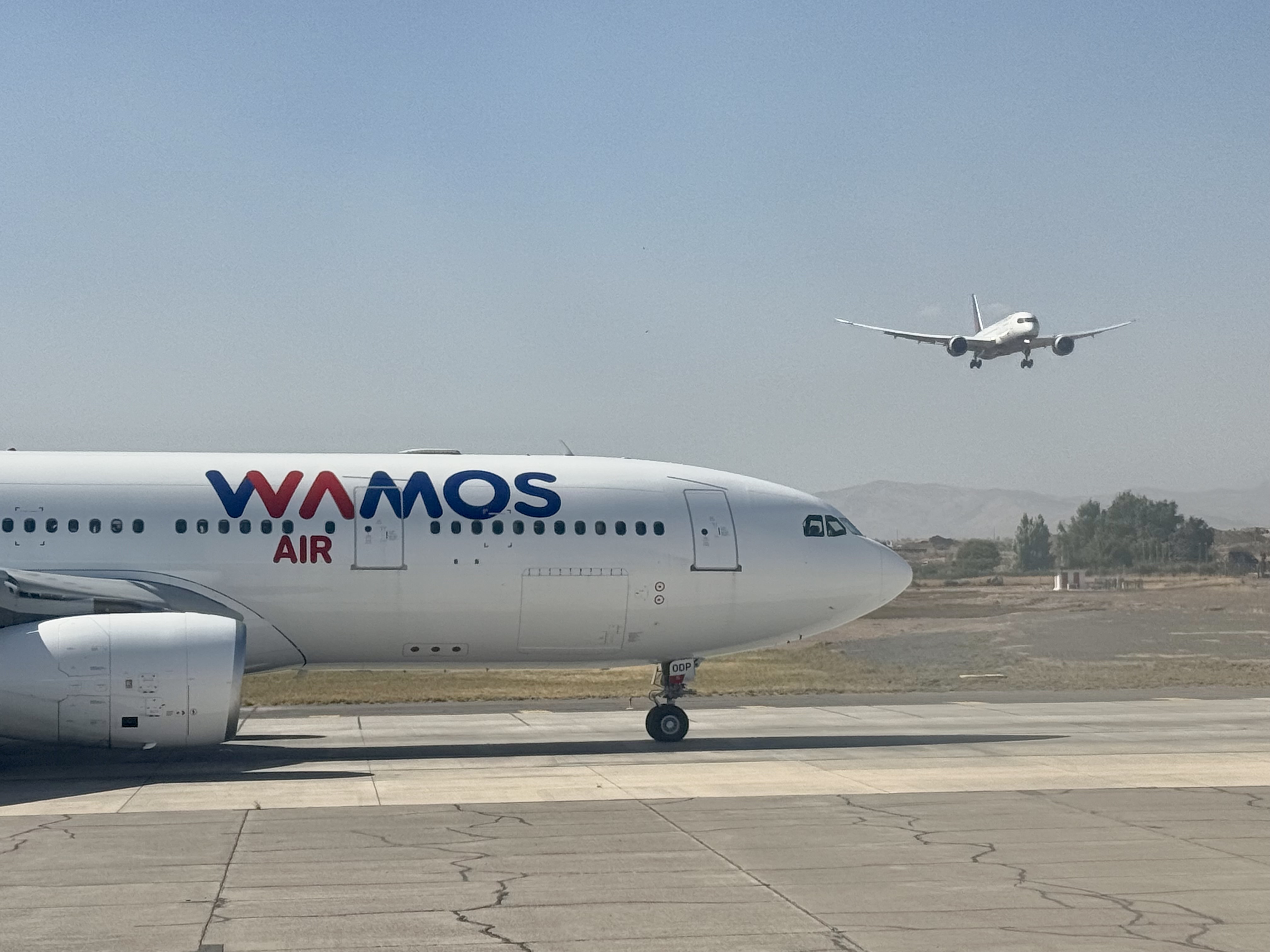 WAMOS Airbus A330 waiting to take off at Santiago SCL