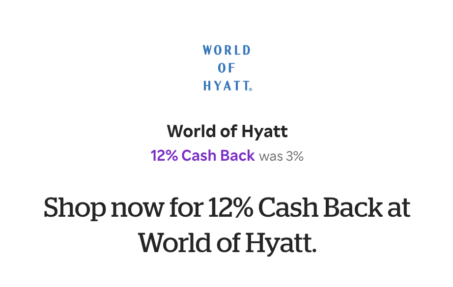 World of Hyatt cash back with Rakuten