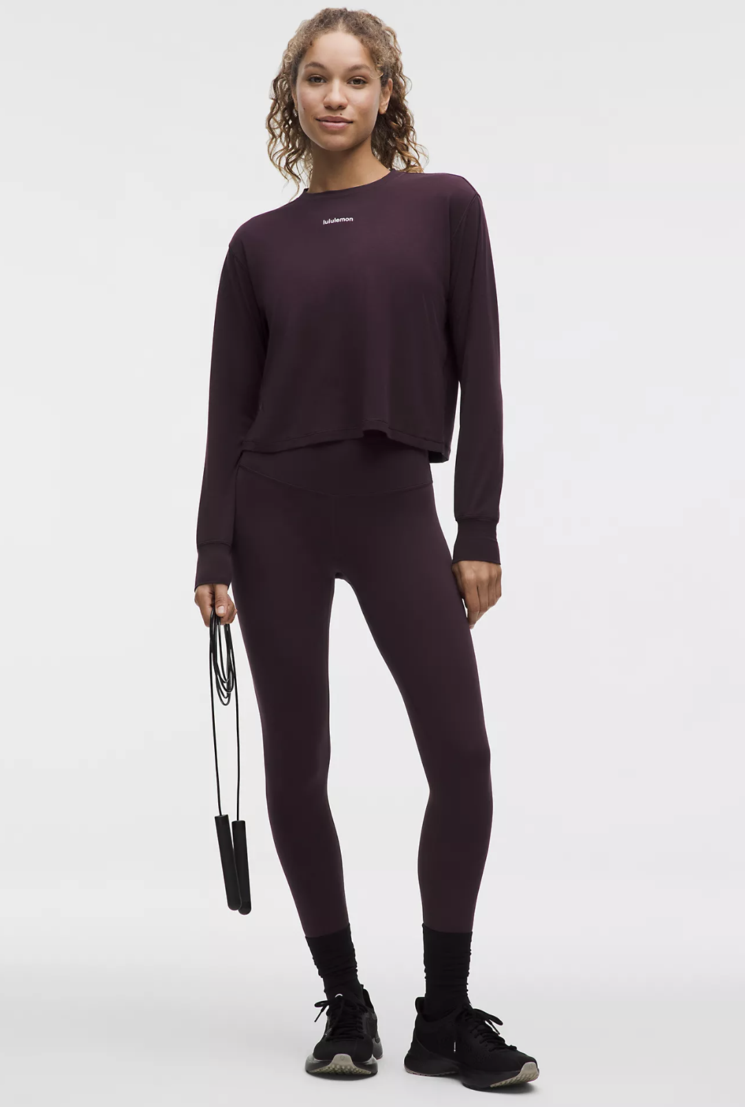 lululemon wunder train high rise tight in black plum
