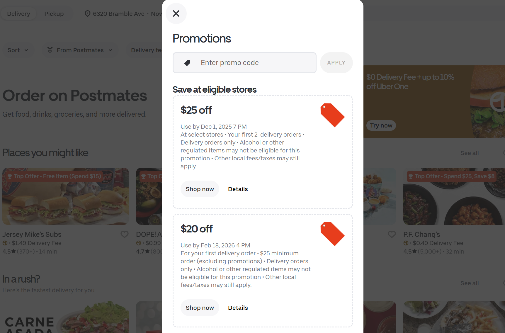 postmates review promotions tab postmates review promotions tab