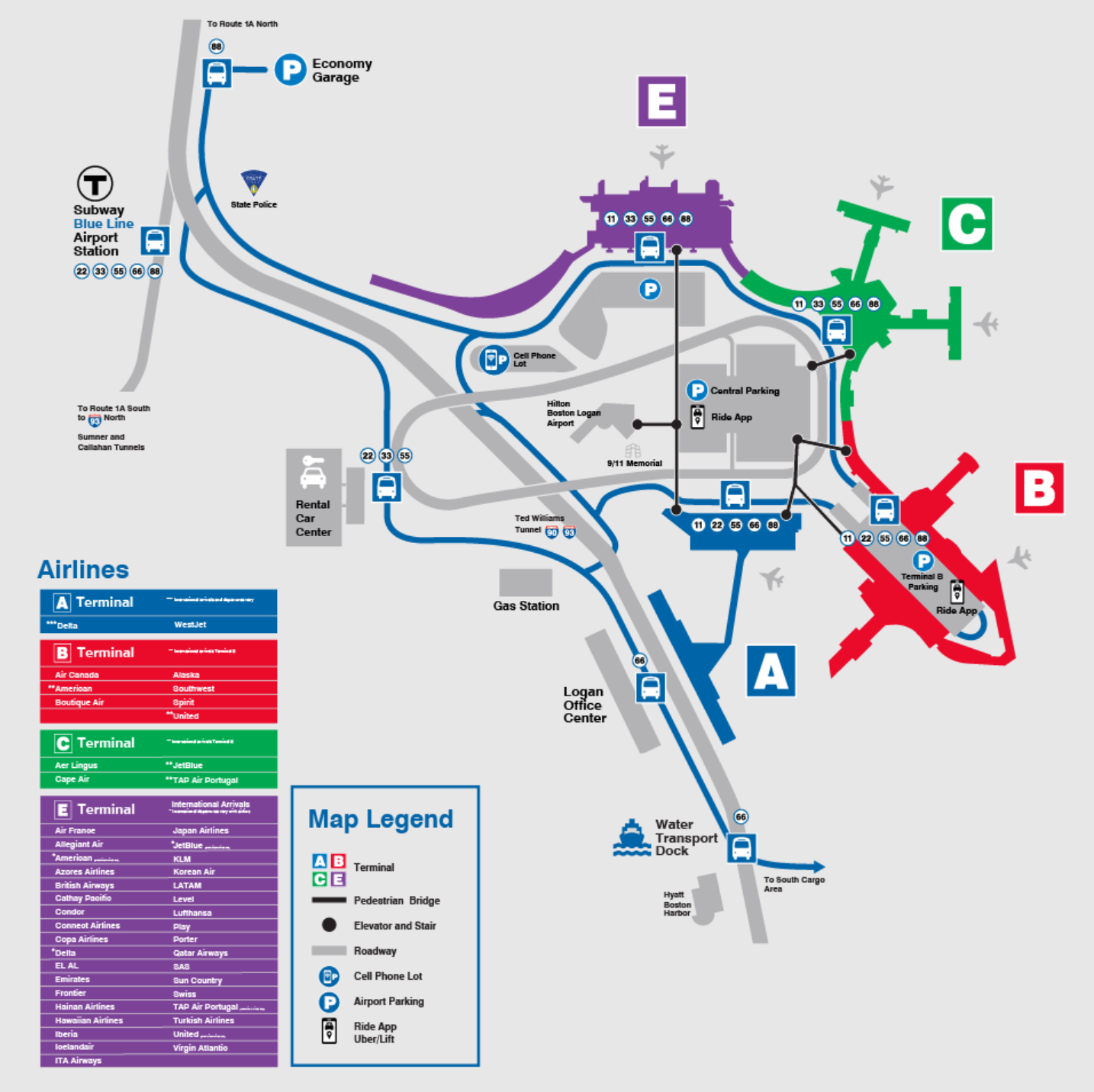 Boston Logan International Airport Shuttle Bus Boston Logan International Airport Shuttle Routes 1