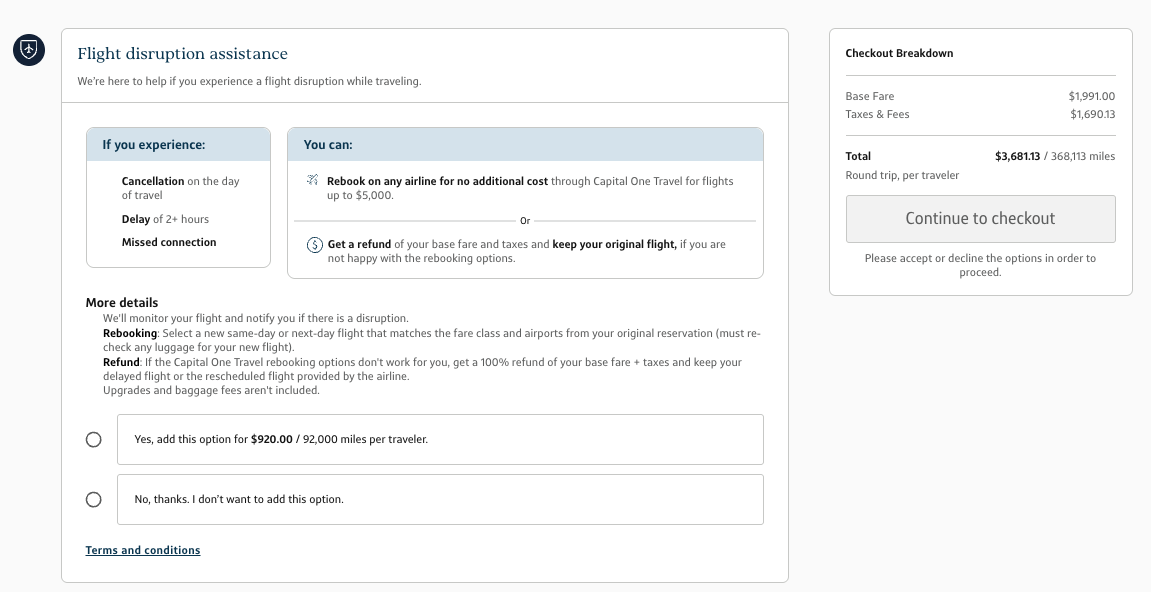 Capital One flight disruption insurance