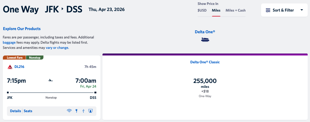 Delta One award pricing JFK DSS Delta One award pricing JFK DSS