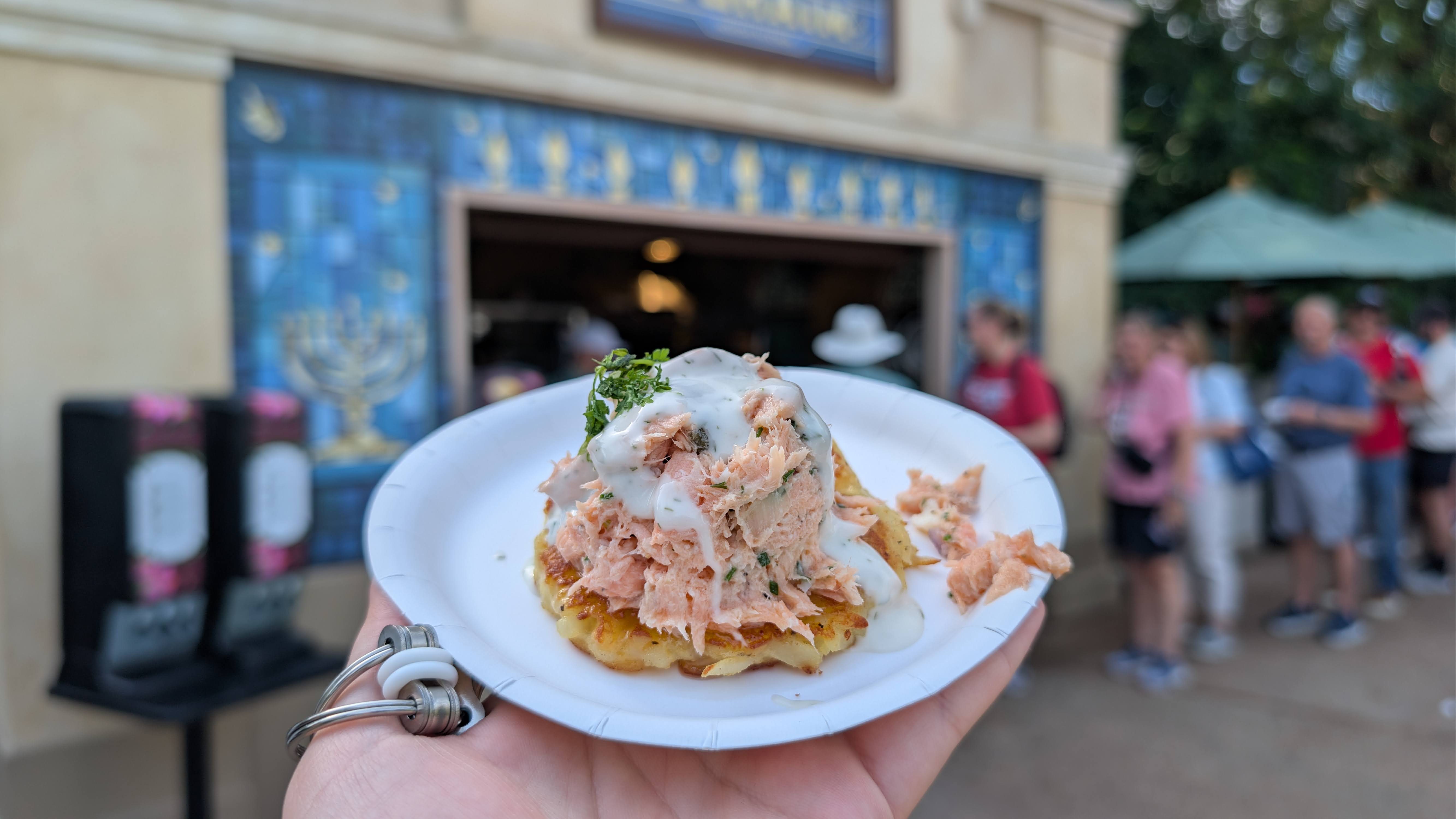 EPCOT International Festival of the Arts LChaim Holiday Kitchen salmon potato latke