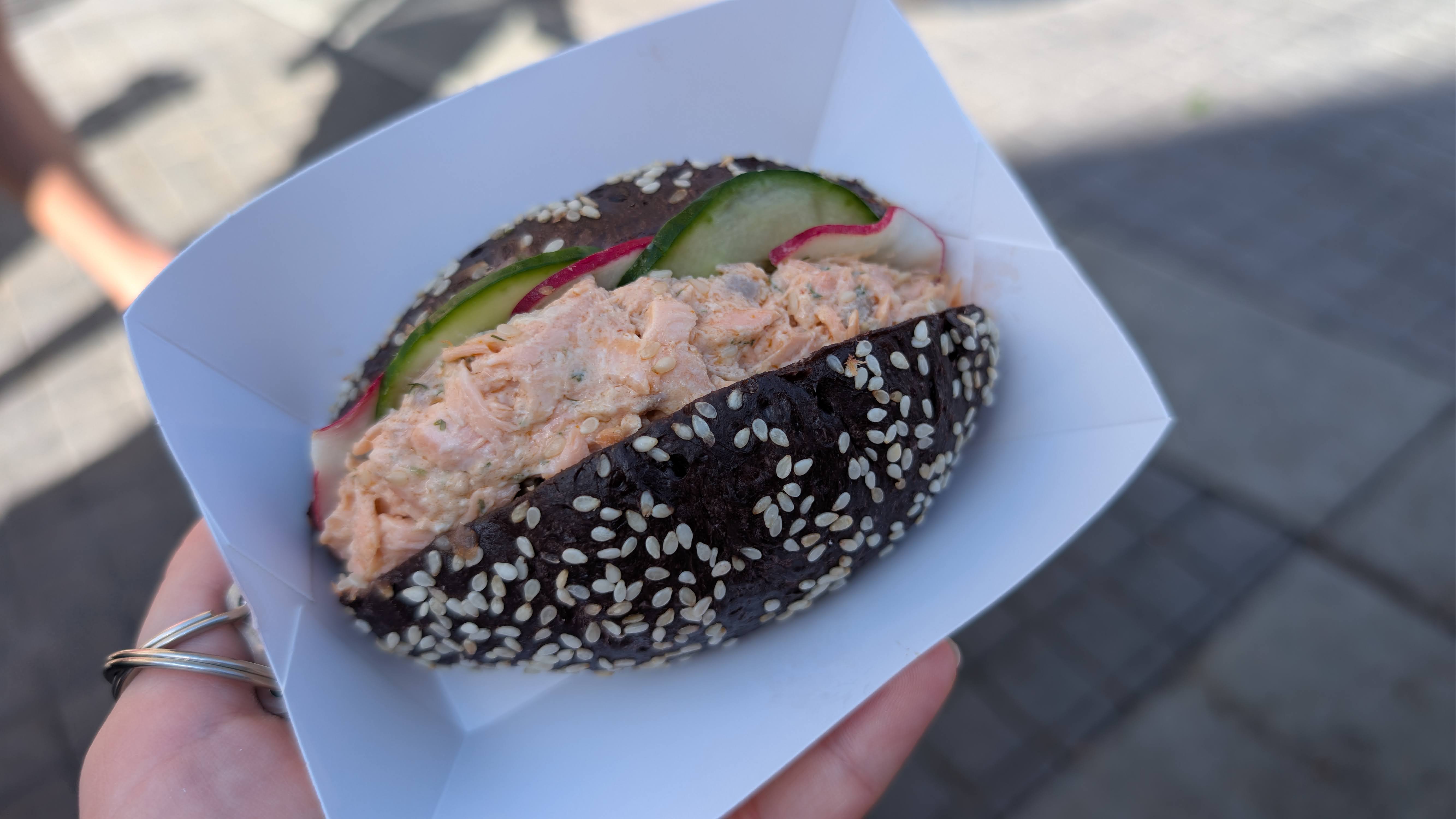EPCOT International Festival of the Holidays France pavilion salmon sandwich