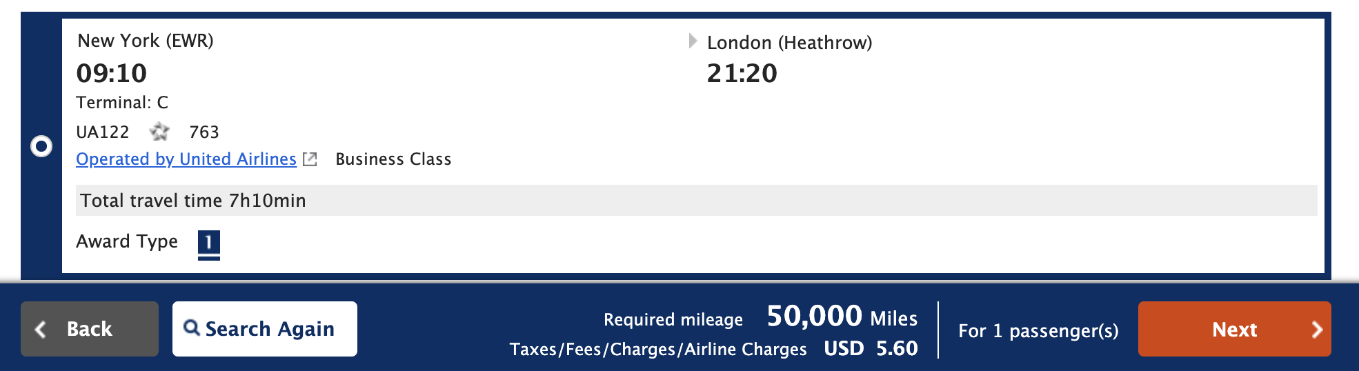EWR LHR ANA Mileage Club 50000 miles EWR LHR ANA Mileage Club 50000 miles
