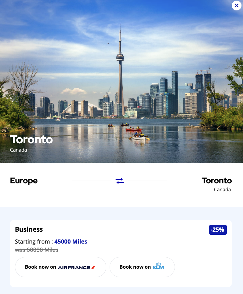 Flying Blue Promo Rewards YYZ to Europe