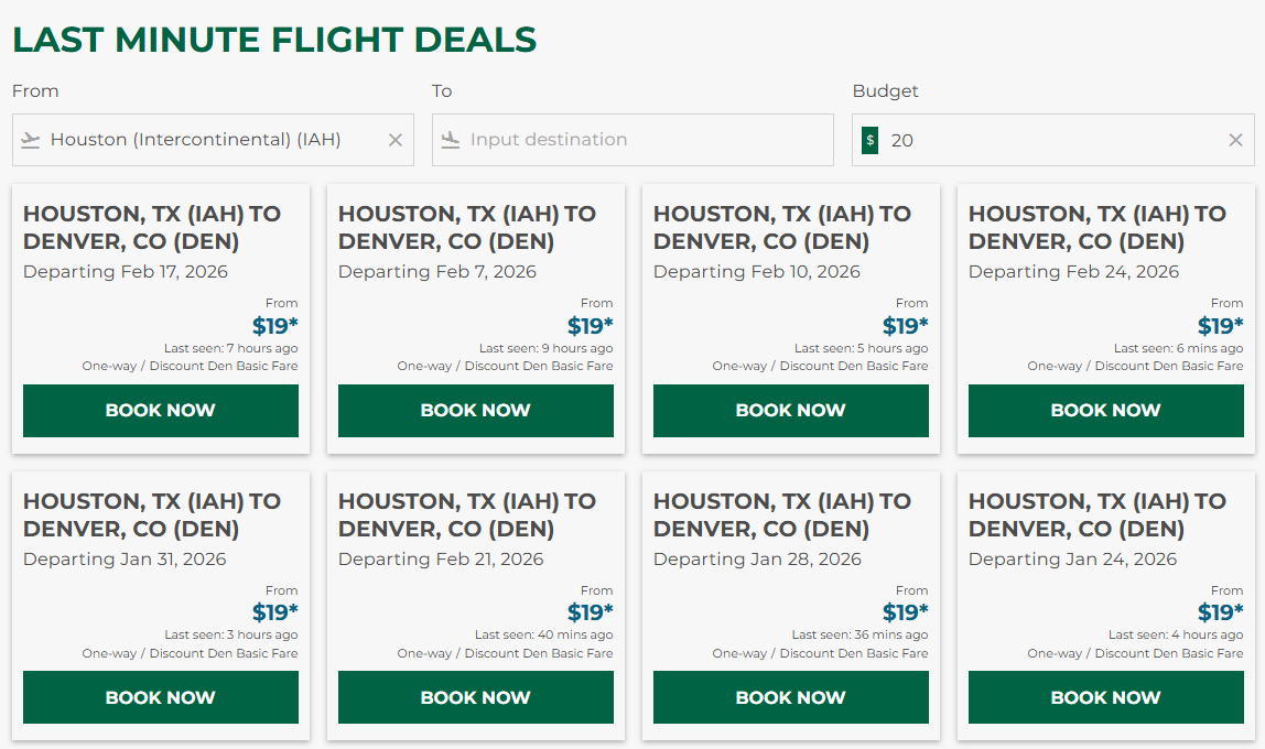 Frontier flight deals from IAH under $20 Frontier flight deals from IAH under $20