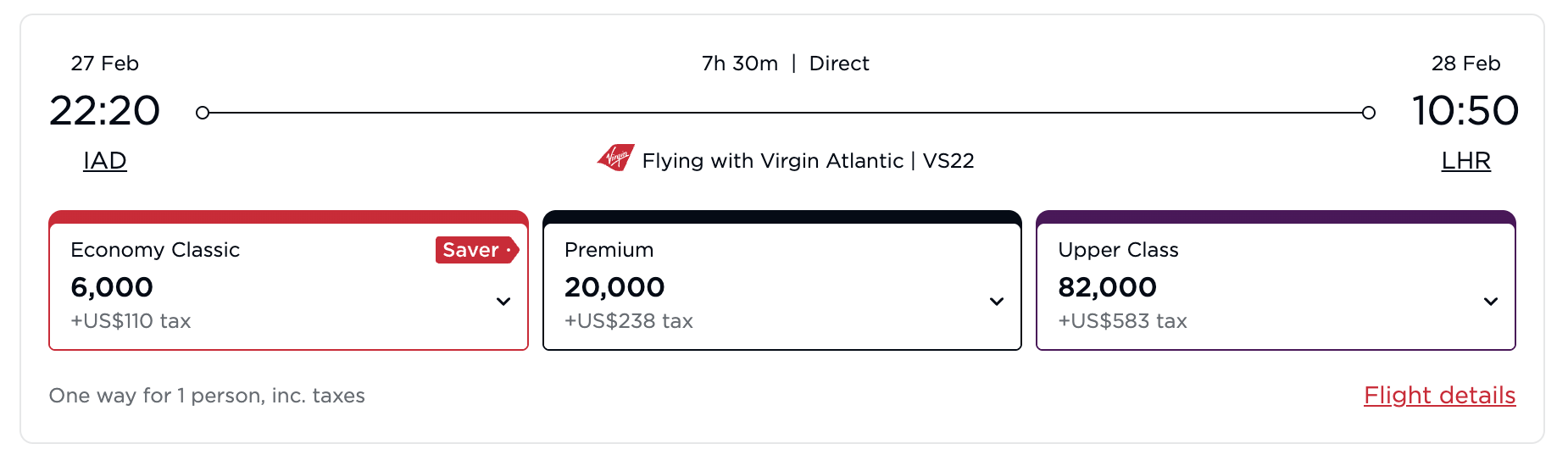 IAD LHR Virgin Atlantic Flying Club IAD LHR Virgin Atlantic Flying Club
