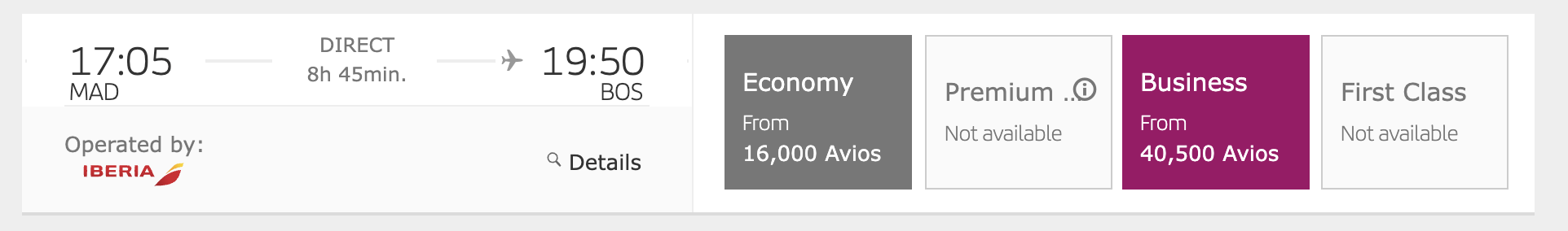 Iberia Avios MAD BOS Iberia Avios MAD BOS
