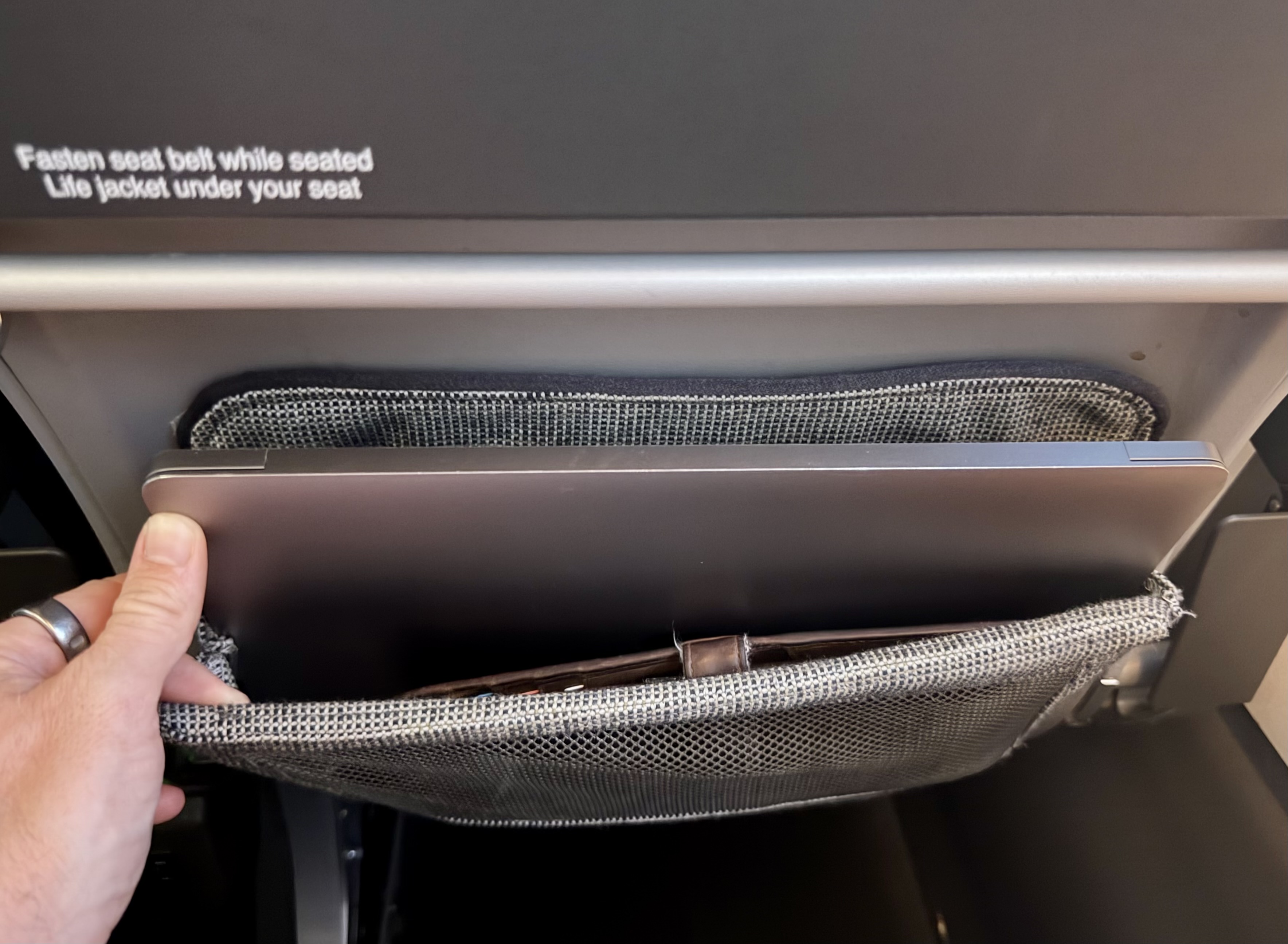 Qantas Airbus A220 economy storage pouch Qantas Airbus A220 economy storage pouch