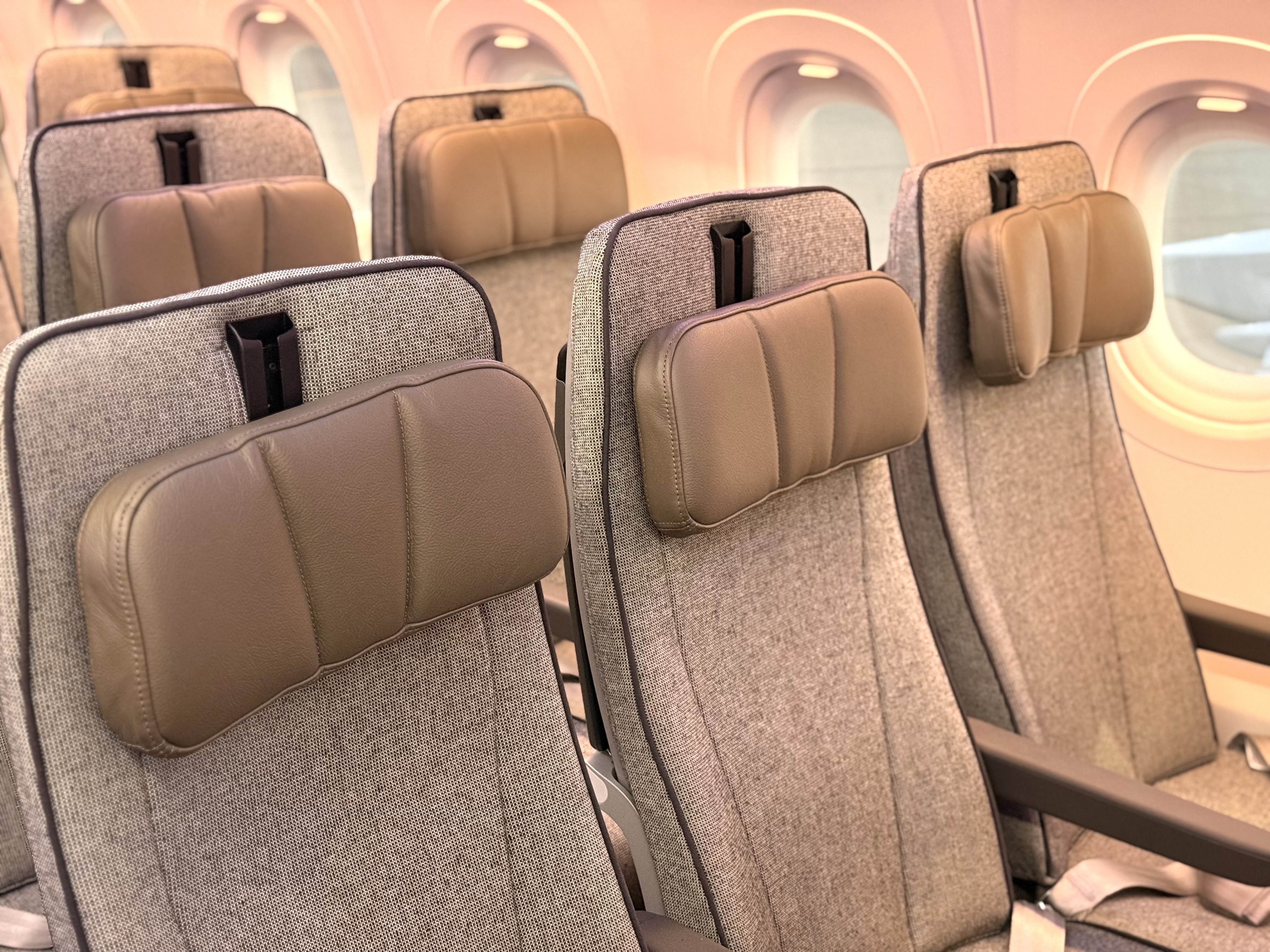 Qantas Airbus A321XLR economy seats close up