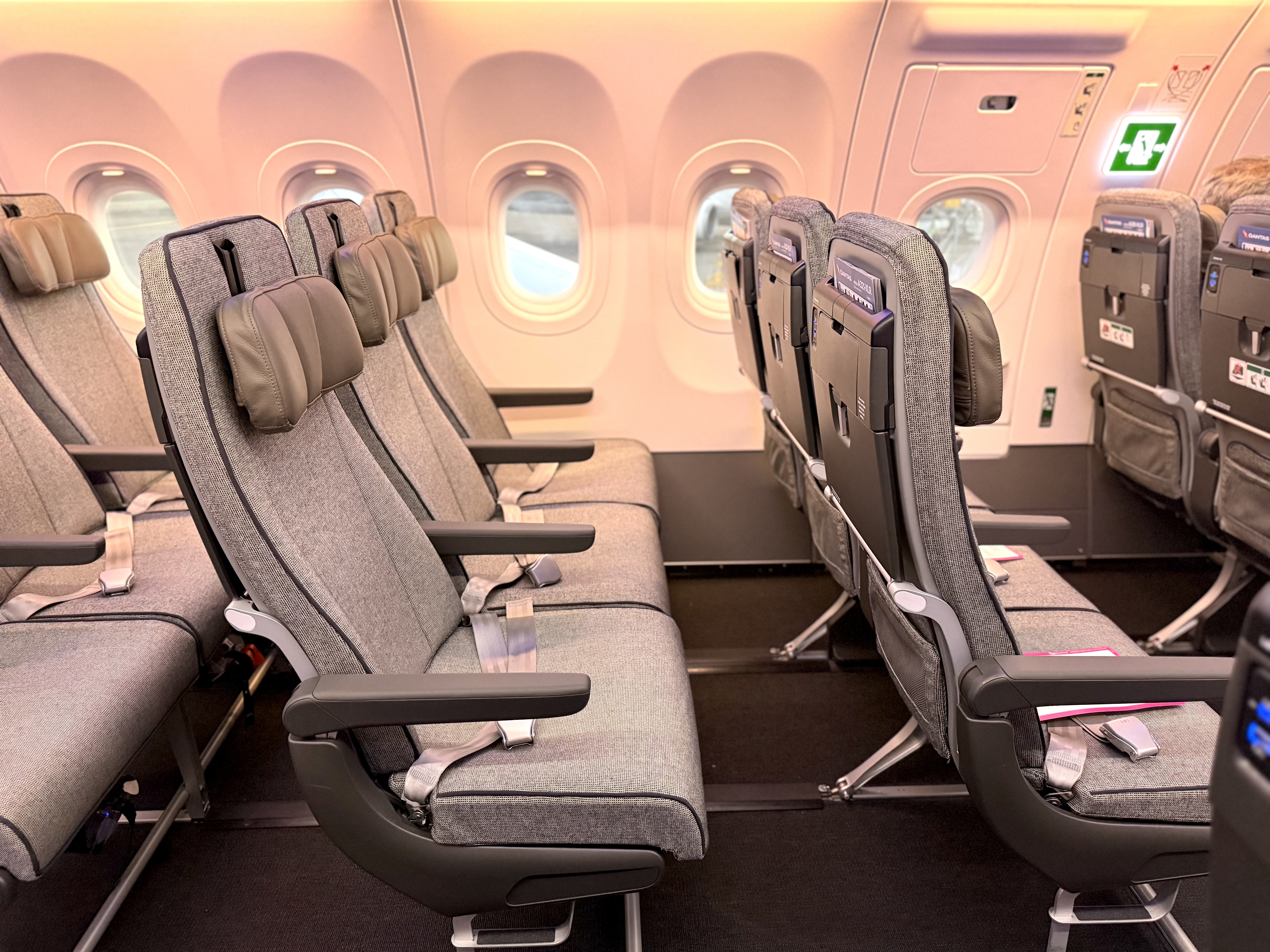 Qantas Airbus A321XLR economy seats side view