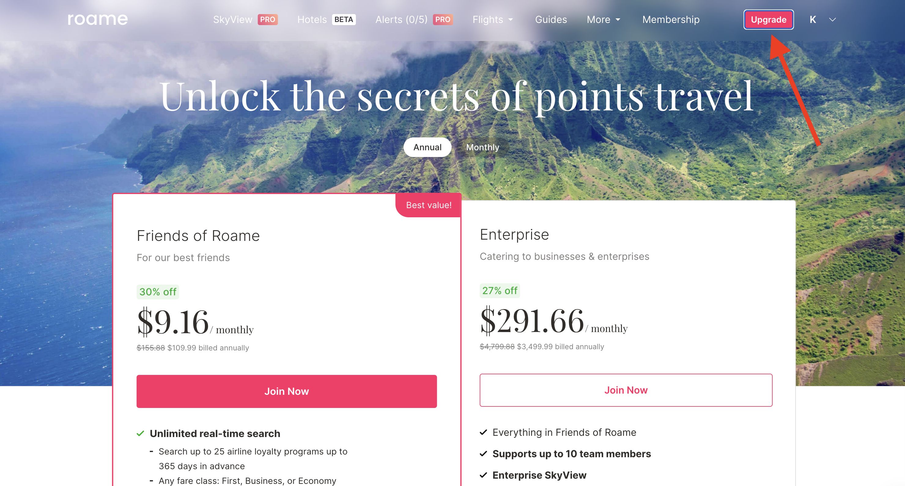 Upgrade to Friends of Roame subscription