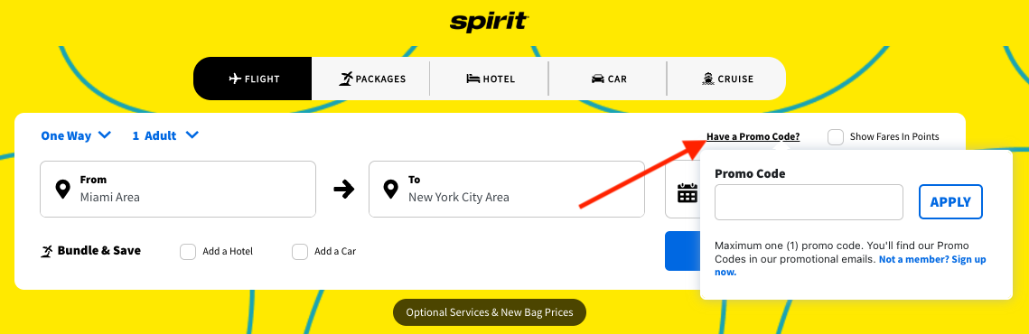 Use Spirit Airlines promo code