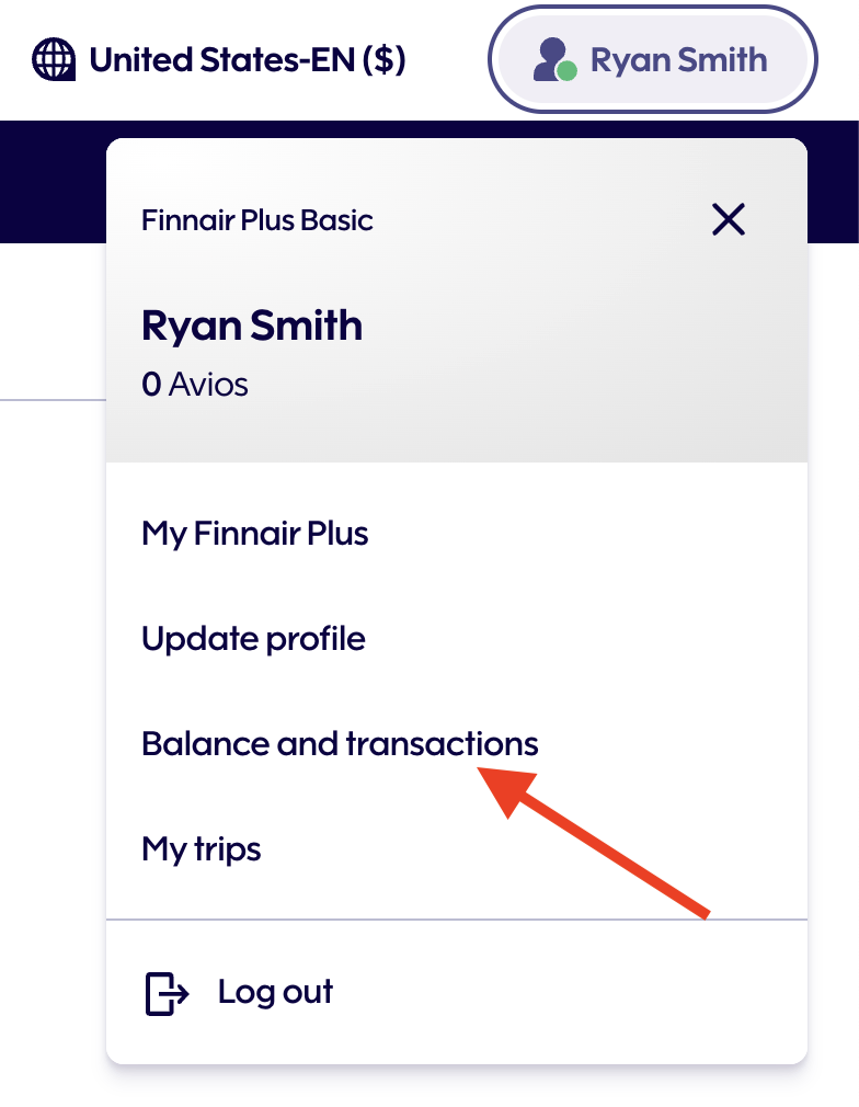 View Finnair Plus Avios account history View Finnair Plus Avios account history