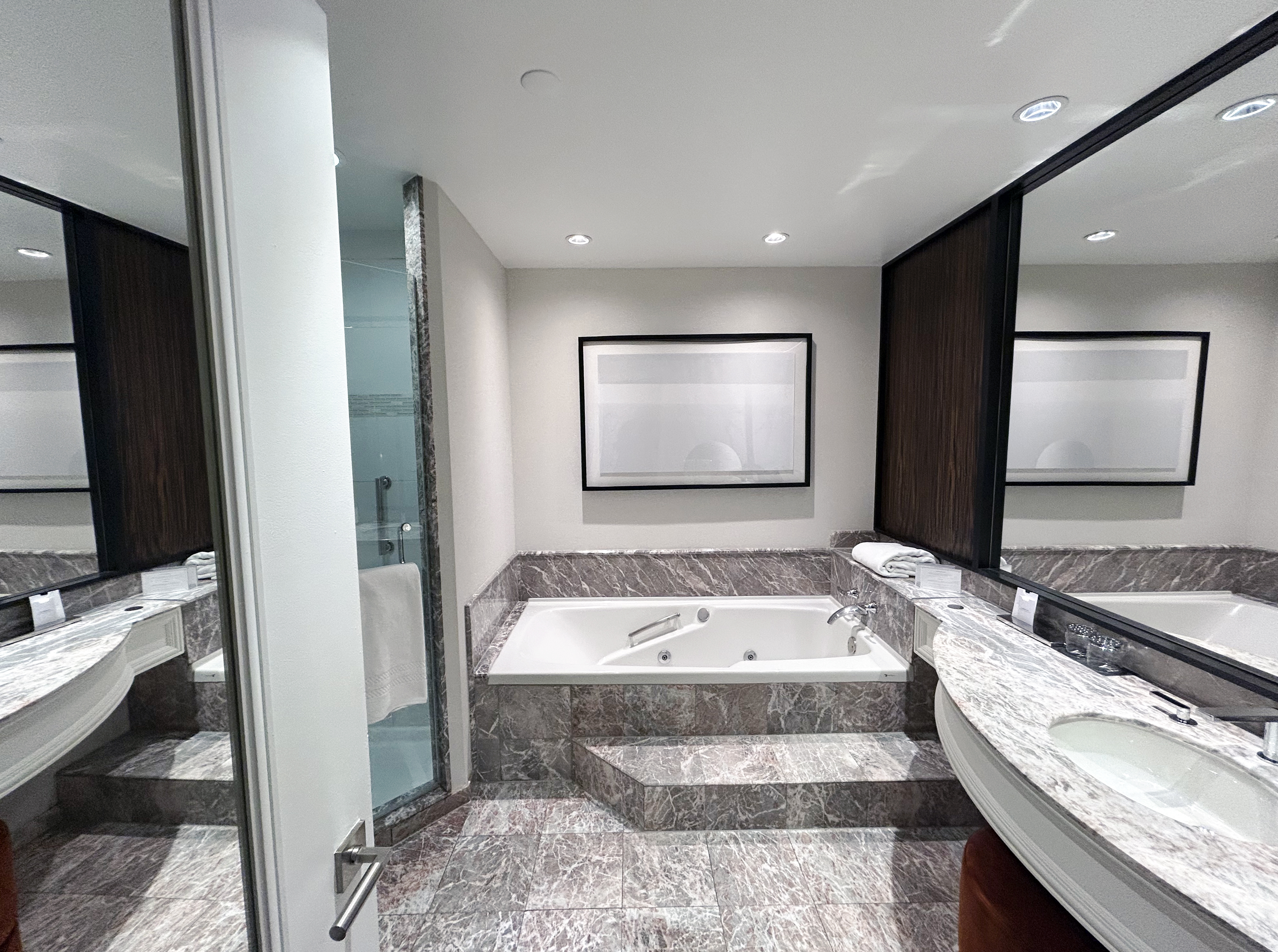 Vogue Hotel Hilton Montreal double bed deluxe bathroom