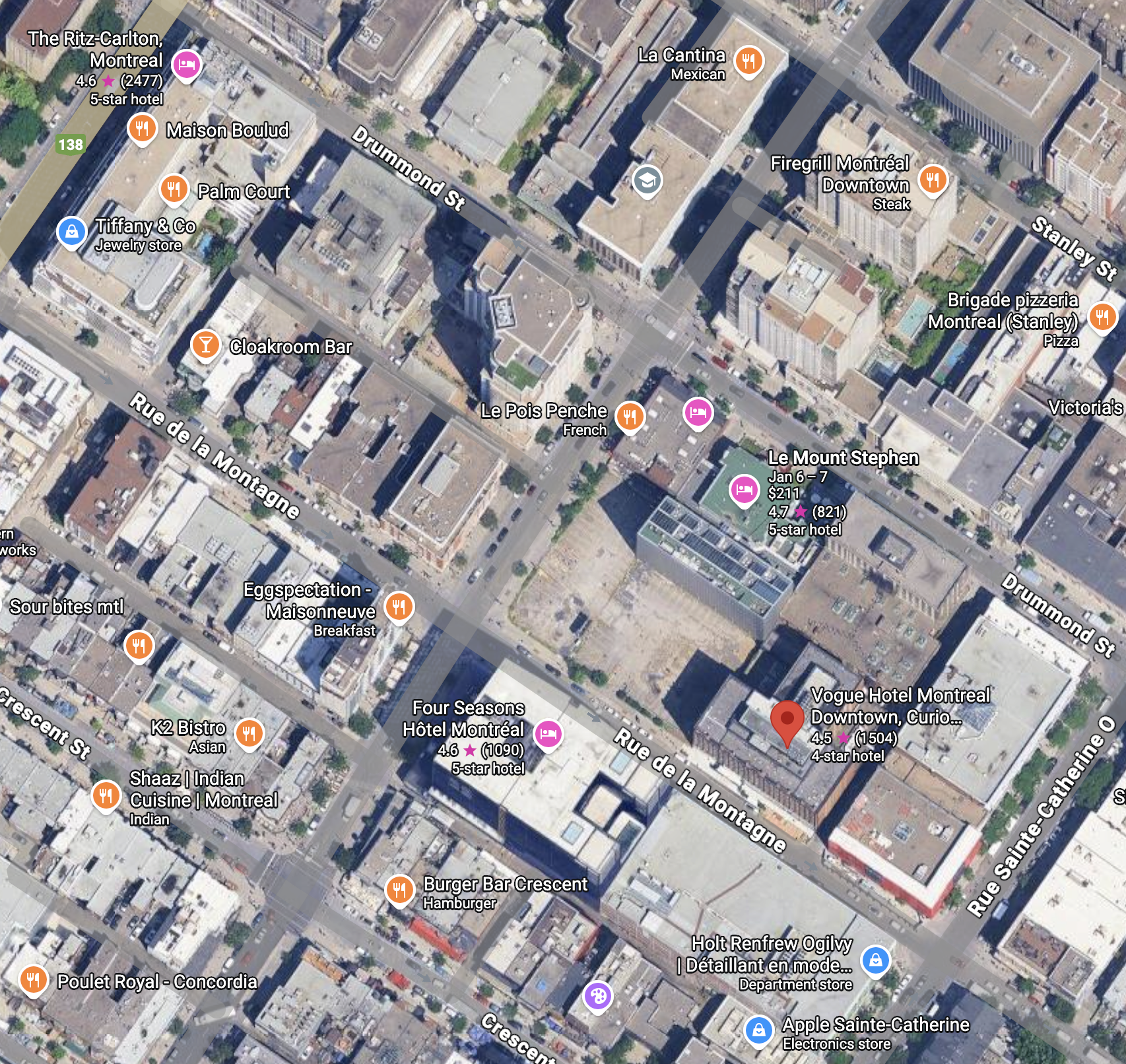 William Gray Hotel Montreal Centre ville map William Gray Hotel Montreal Centre ville map