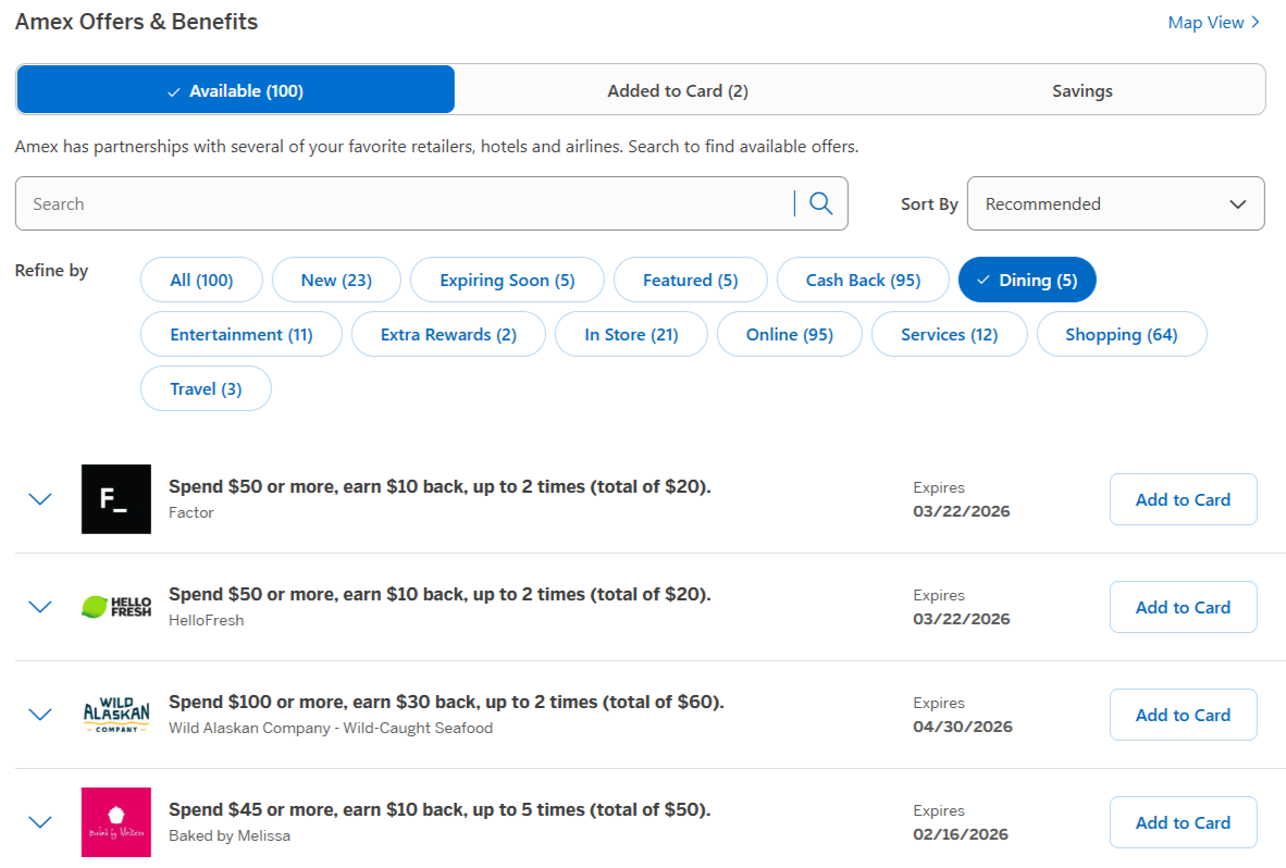 2026 Amex Offers snapshot 2026 Amex Offers snapshot