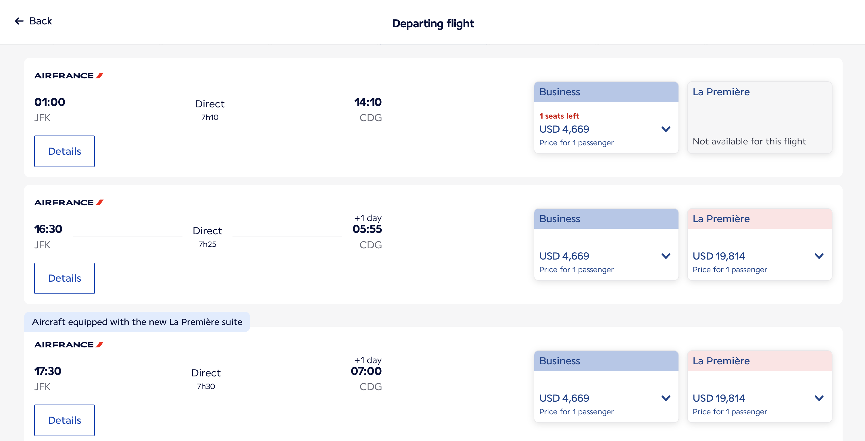 Air France first class indicators Air France first class indicators