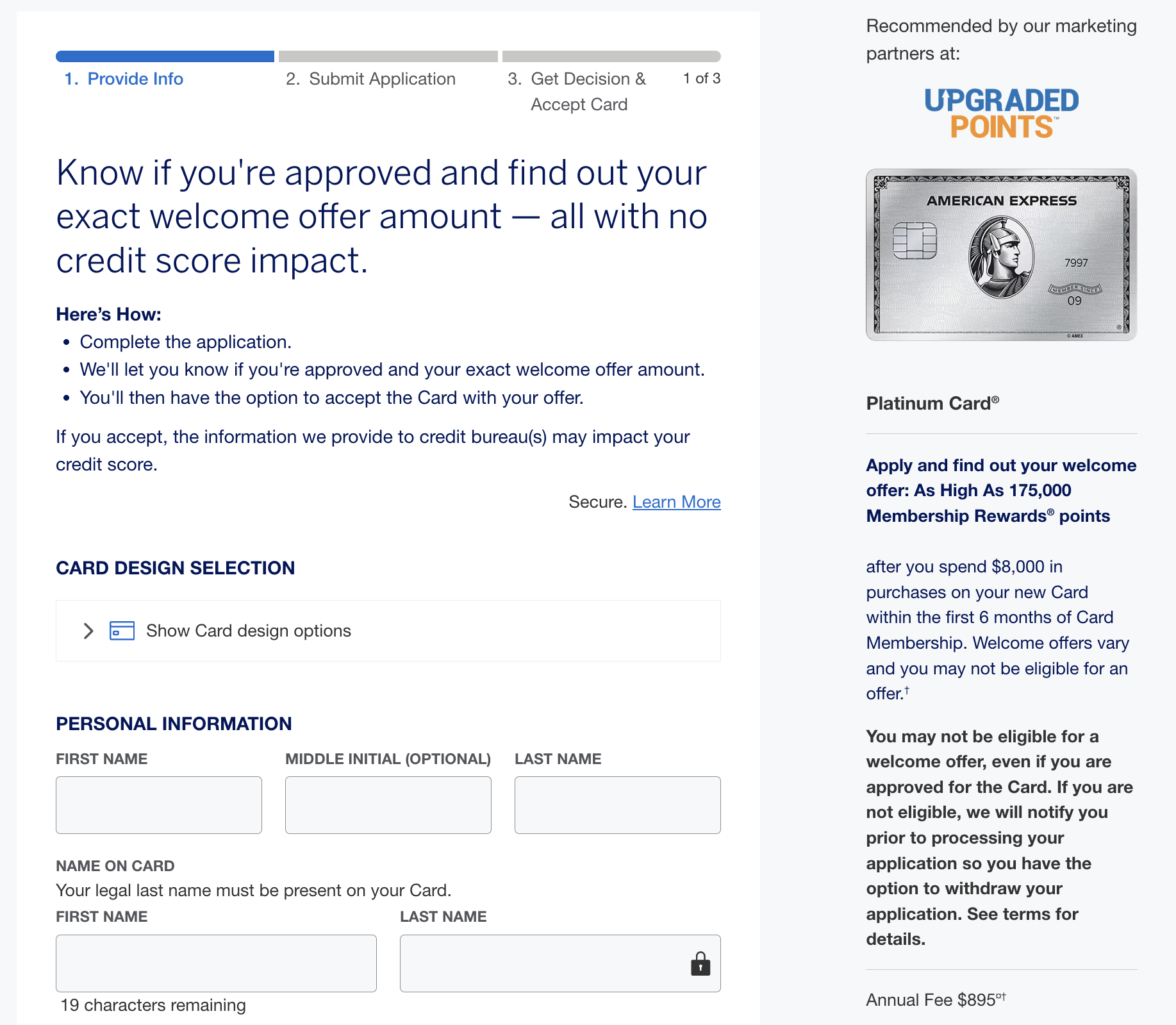Amex Platinum card 175k offer info page