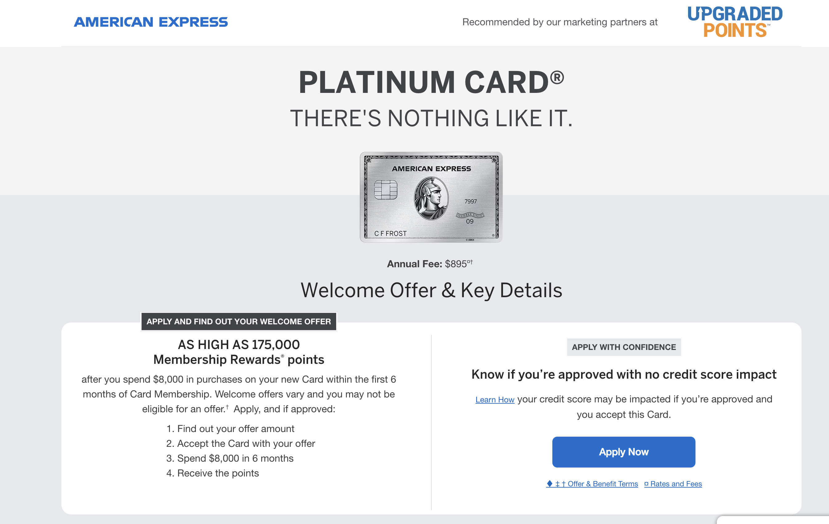 Amex Platinum card as high as 175000 points