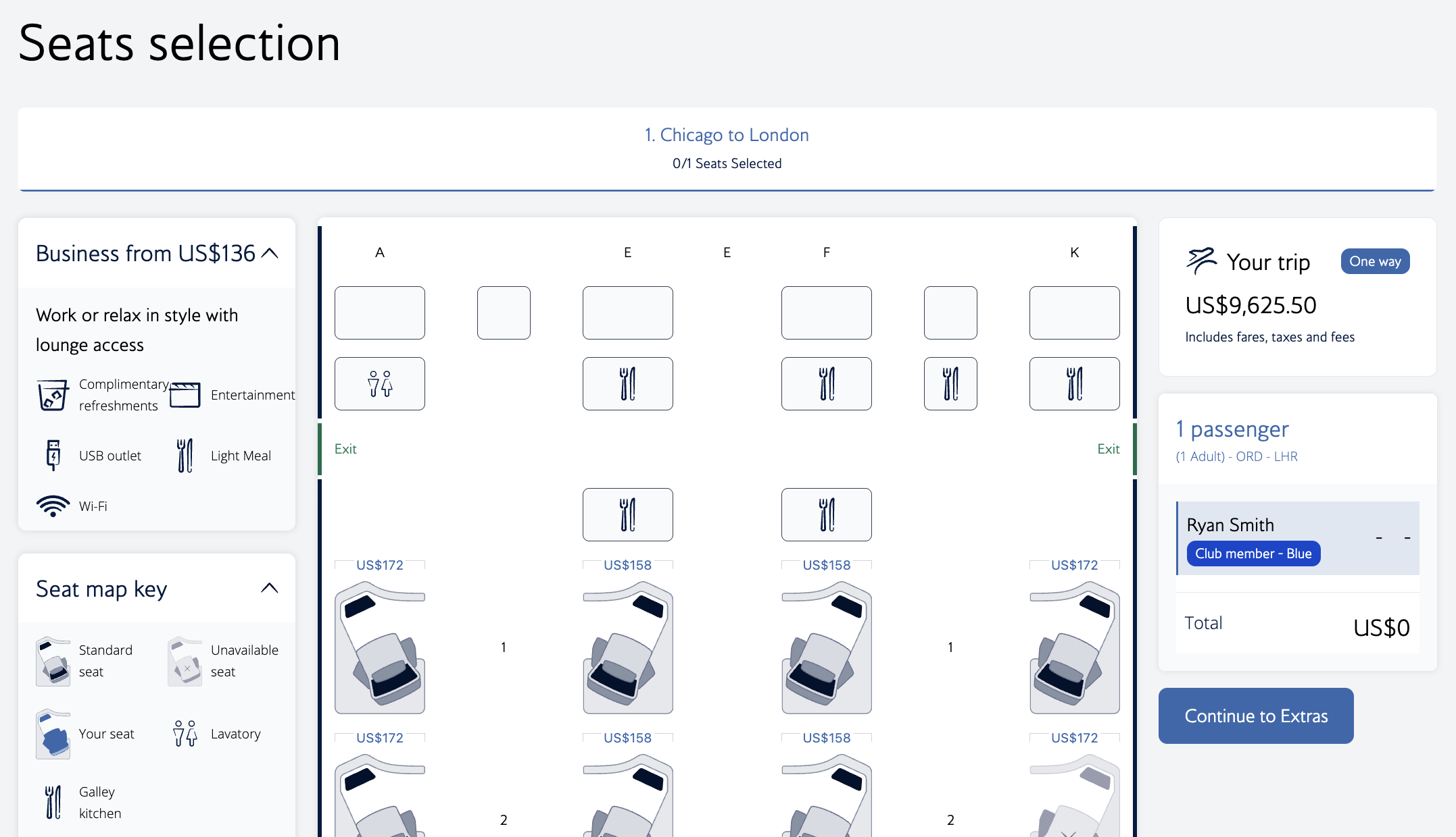 British Airways ORD LHR front biz seating British Airways ORD LHR front biz seating