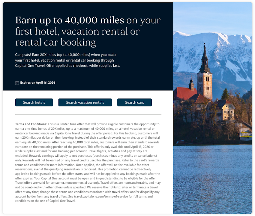 Capital One Travel first time 20x offer Capital One Travel first time 20x offer